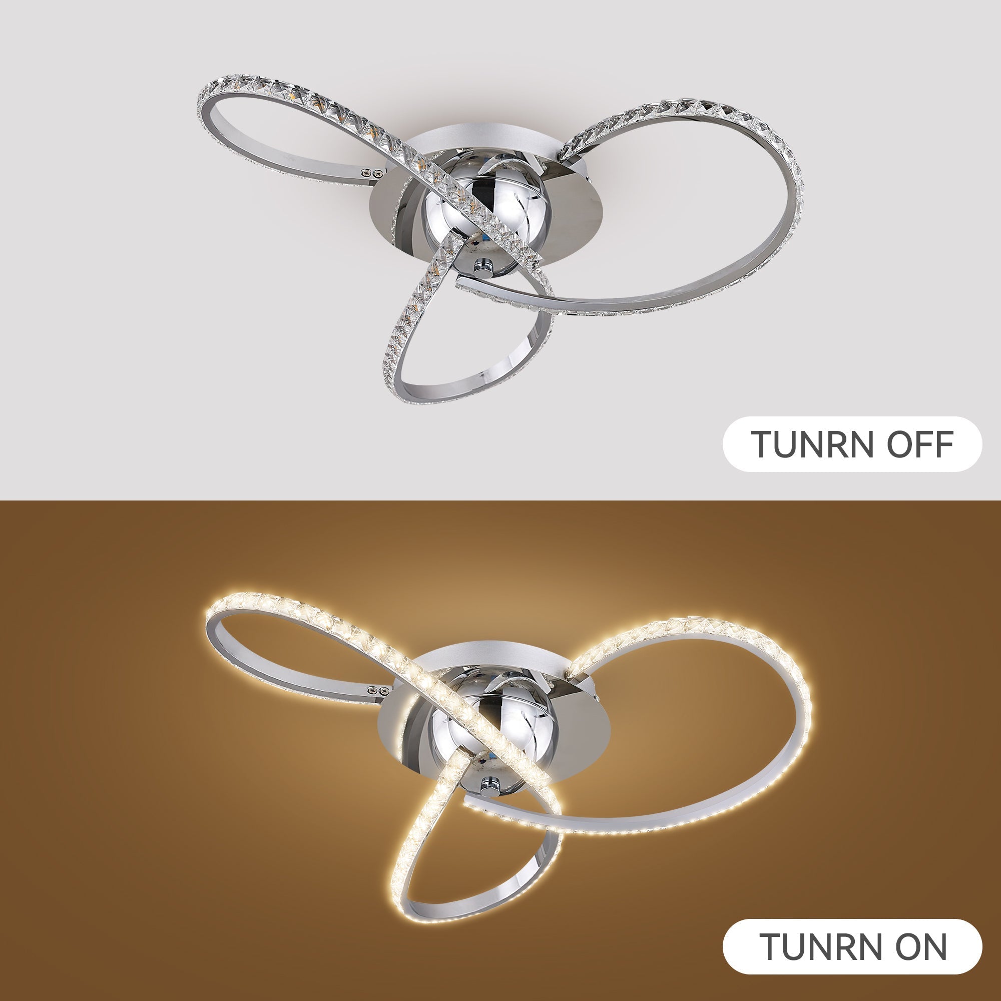 Irie Dimmable 3 Lights LED Ceiling Light - Chrome view 8