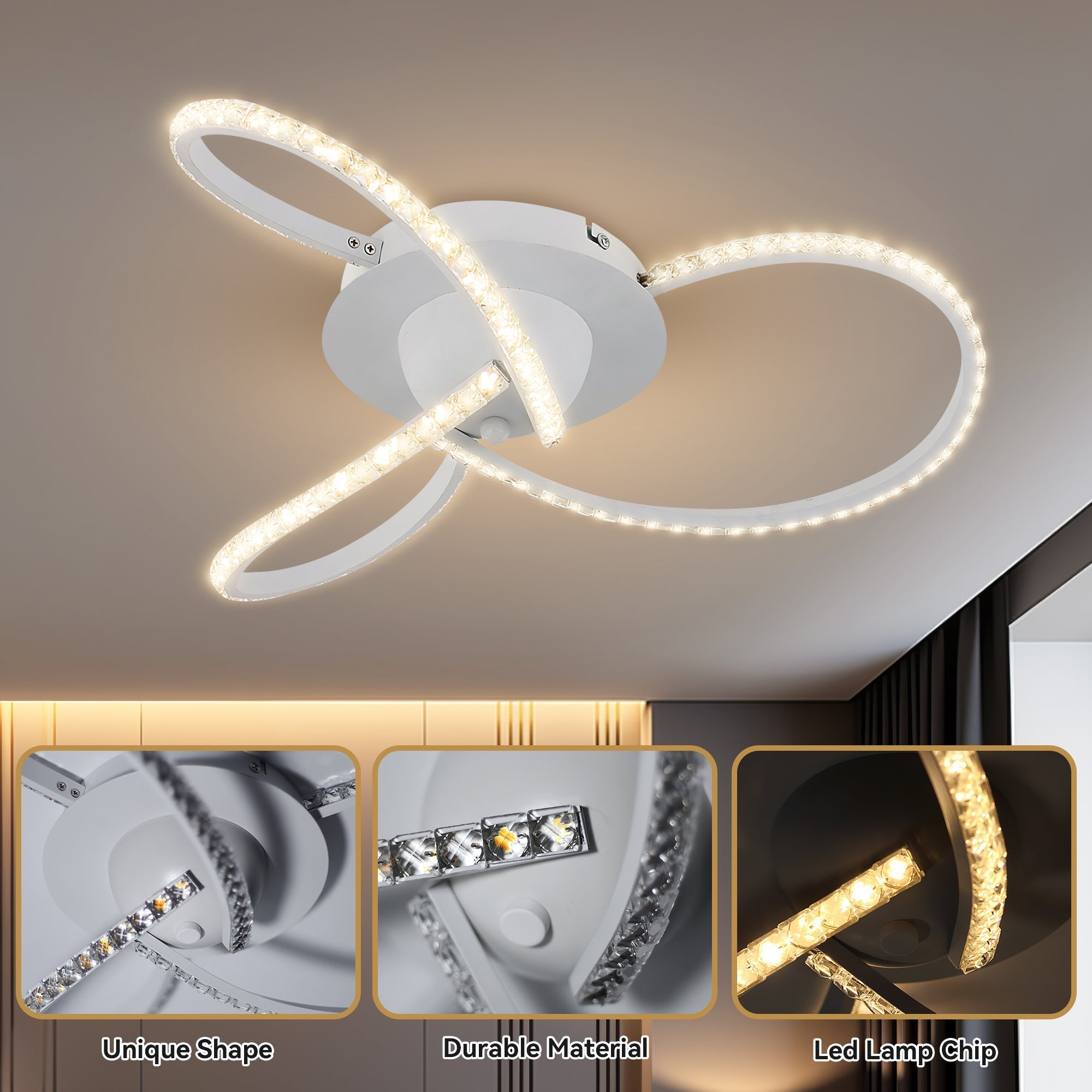 Irie Dimmable 3 Lights LED Ceiling Light - White view 7