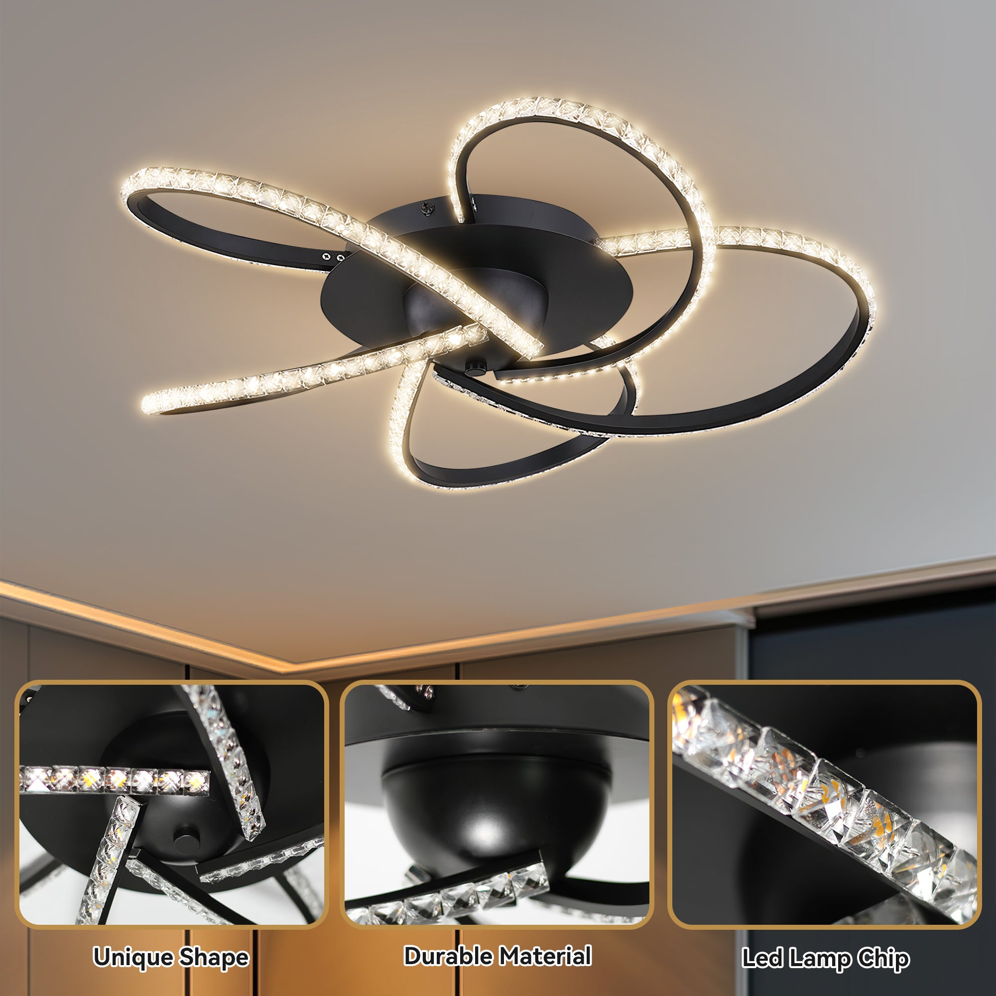Irie Dimmable 5 Lights LED Ceiling Light - Black view 9