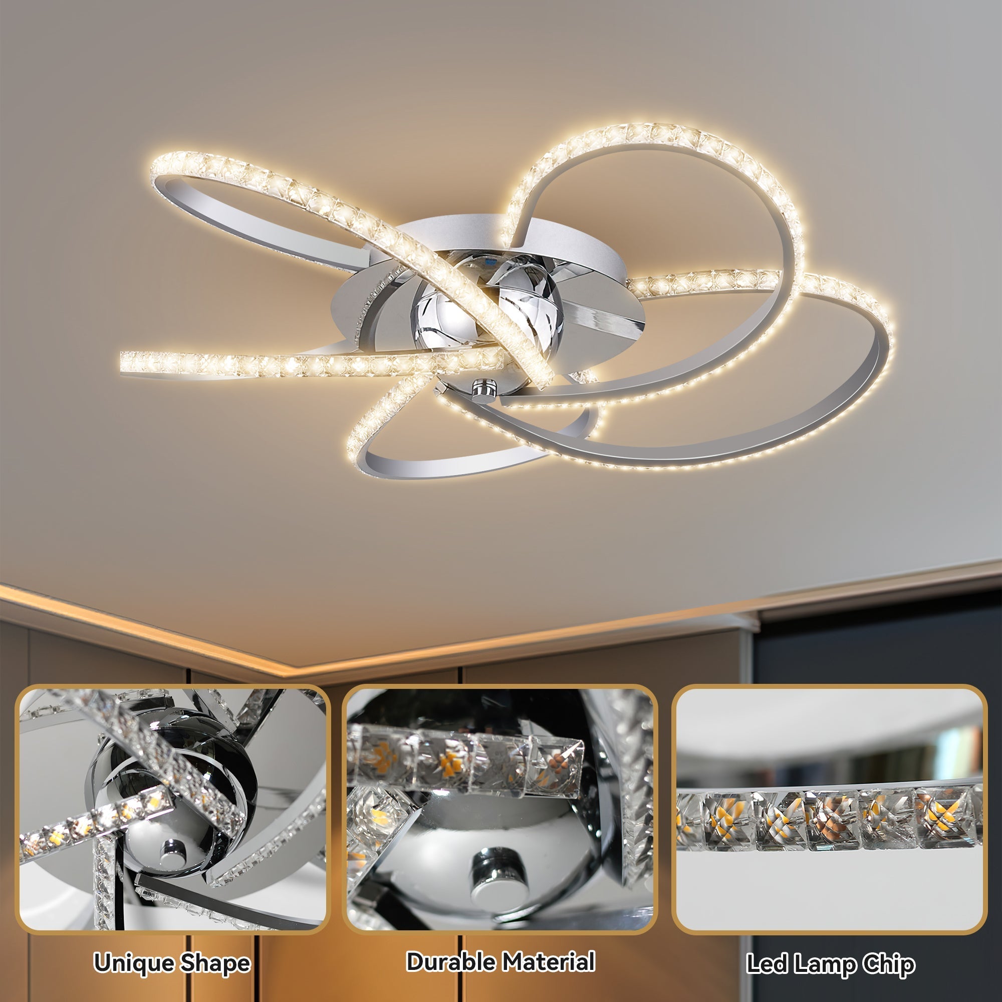 Irie Dimmable 5 Lights LED Ceiling Light - Chrome view 7