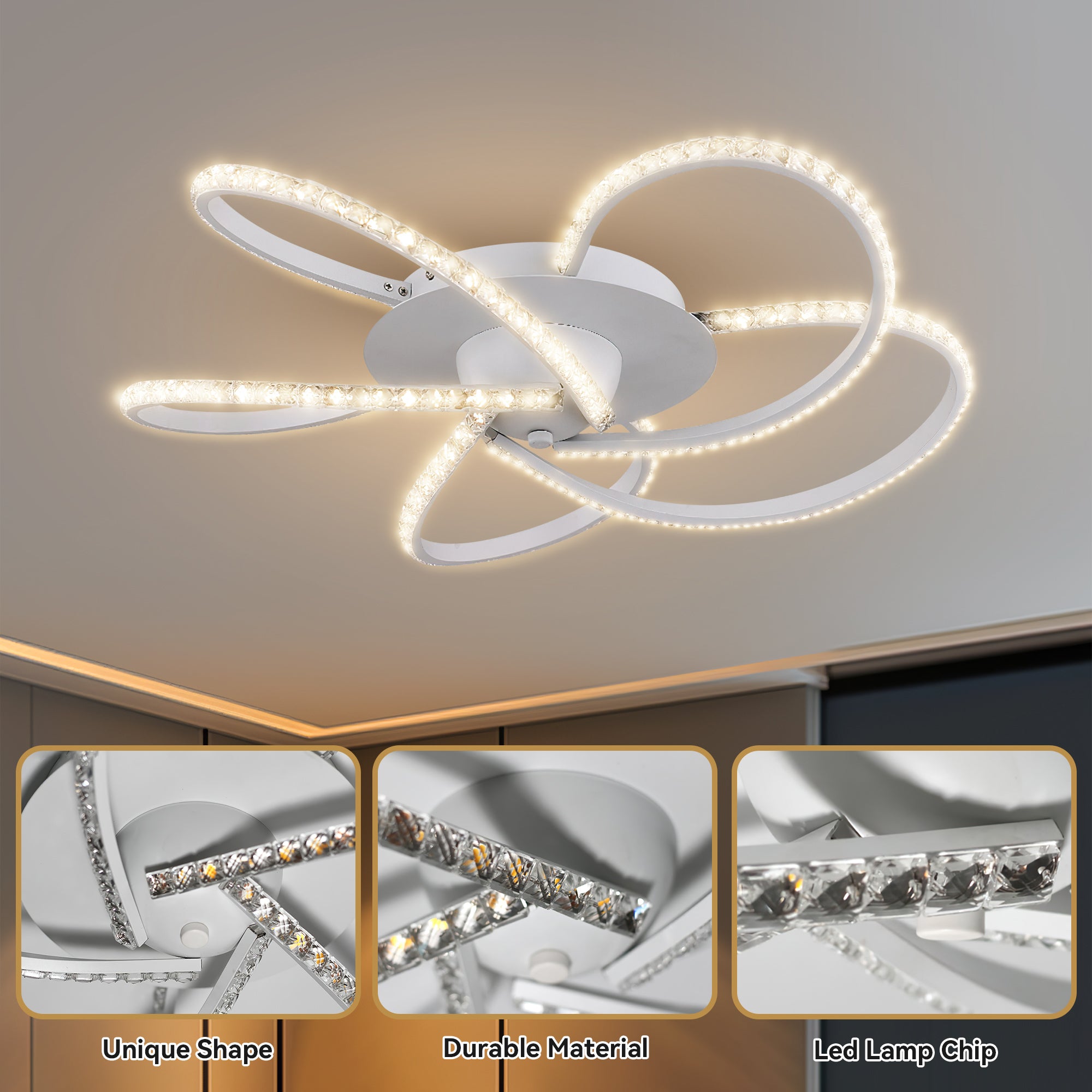 Irie Dimmable 5 Lights LED Ceiling Light - White view 9