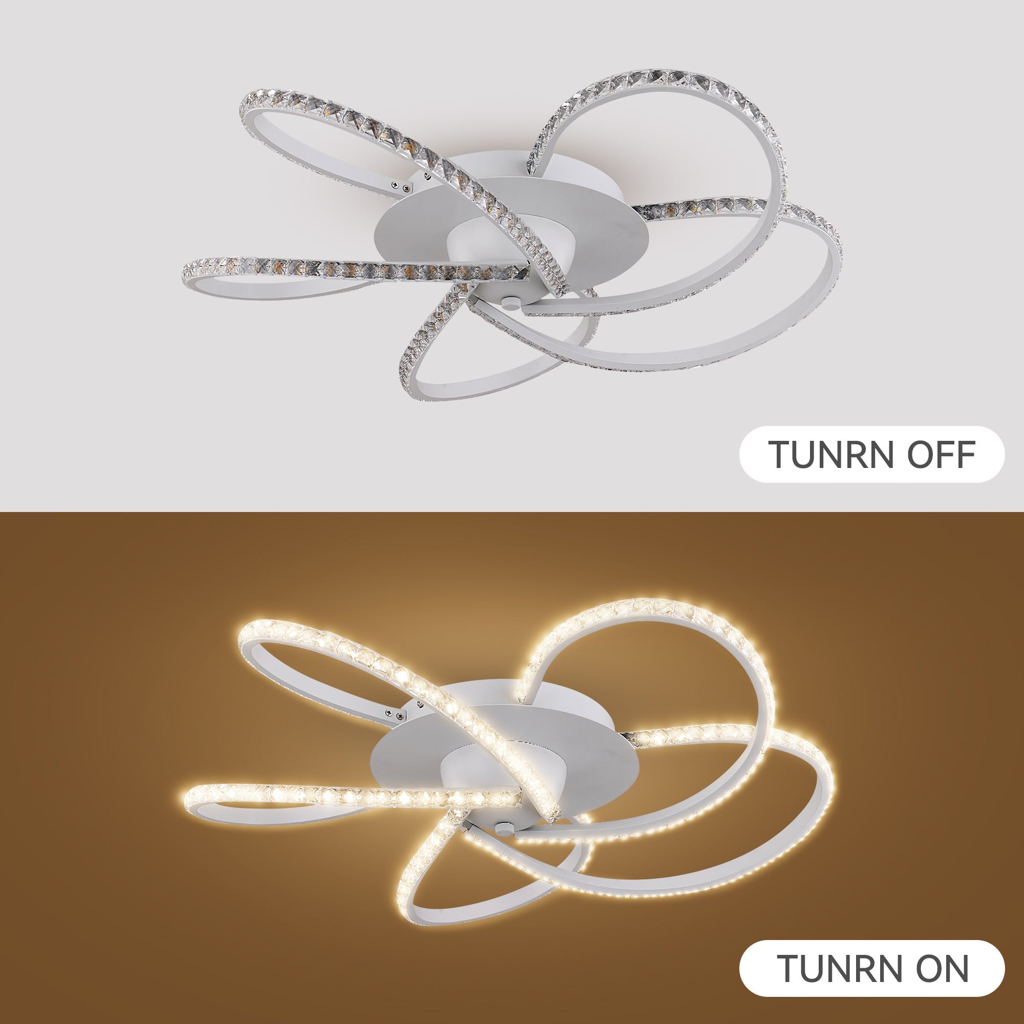 Irie Dimmable 5 Lights LED Ceiling Light - White view 10