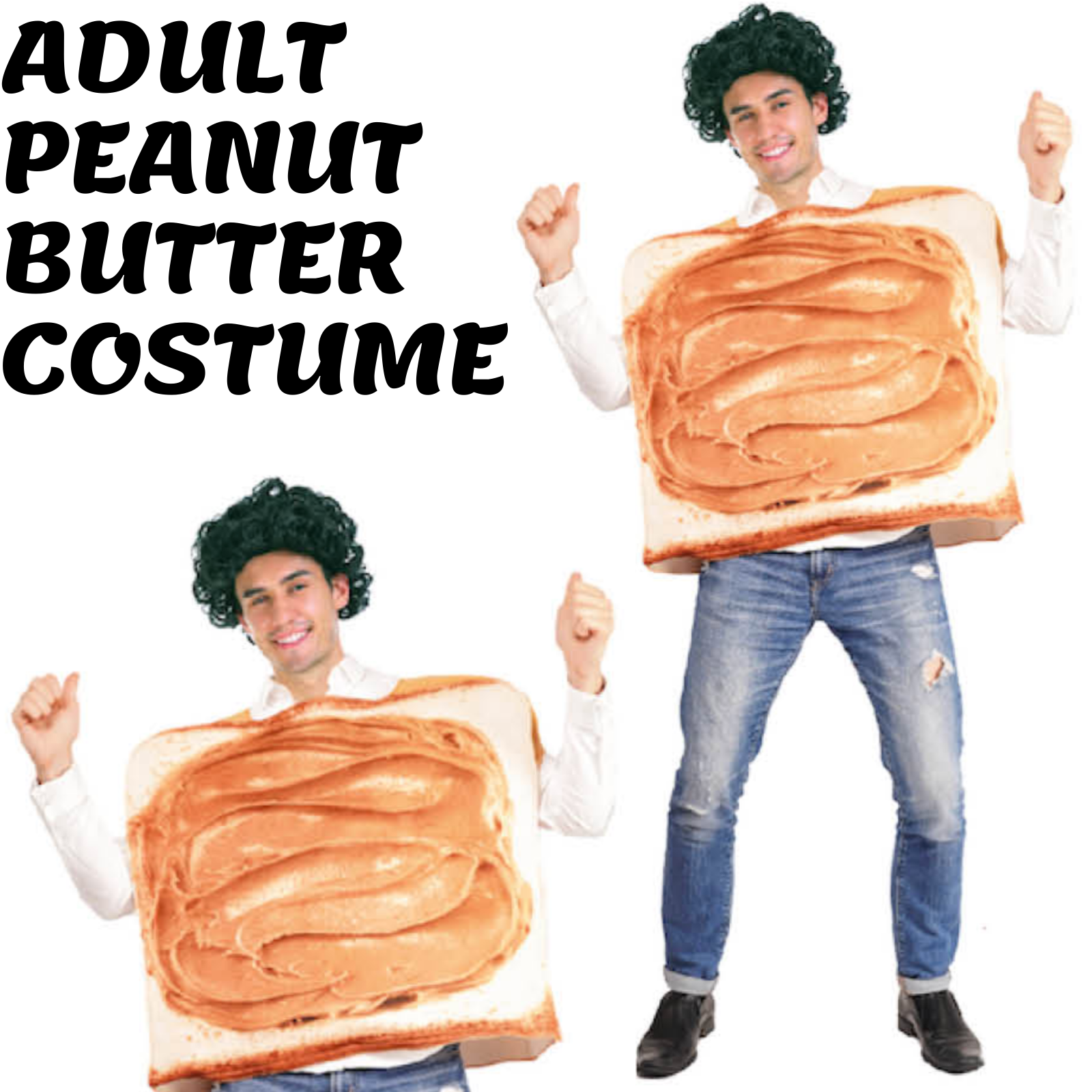 Adult Peanut Butter Costume Halloween Oktoberfest Sandwich Party Funny Outfit view 2