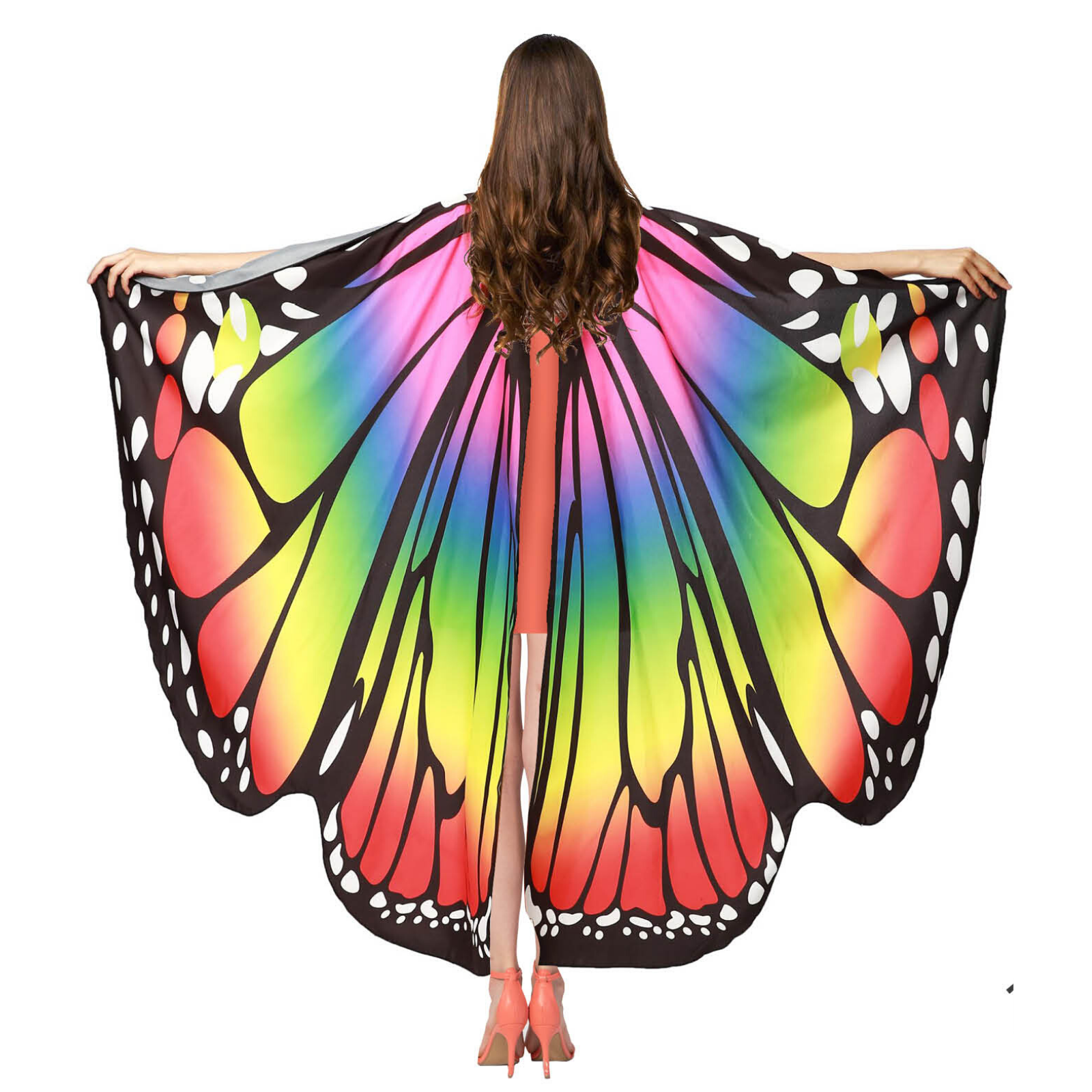 Adult Rainbow Butterfly Cape Party Costume Halloween Fancy Dress Up Accessory view 2