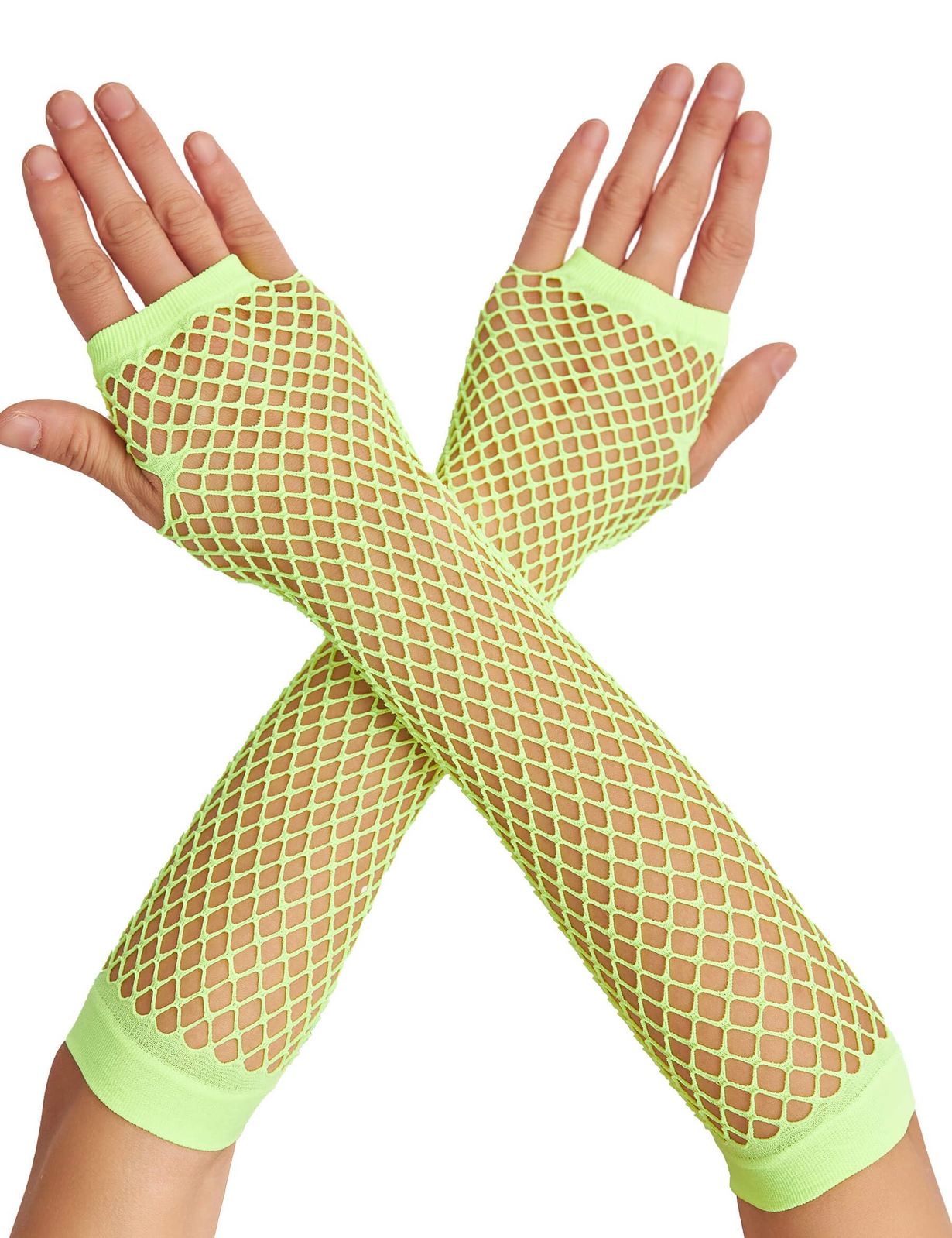 12x Long Elbow Length Fishnet Gloves Fingerless 70s 80s Womens Costume Party