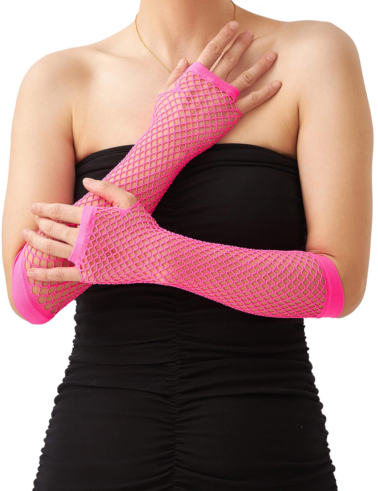 12x Long Elbow Length Fishnet Gloves Fingerless 70s 80s Womens Costume Party view 3