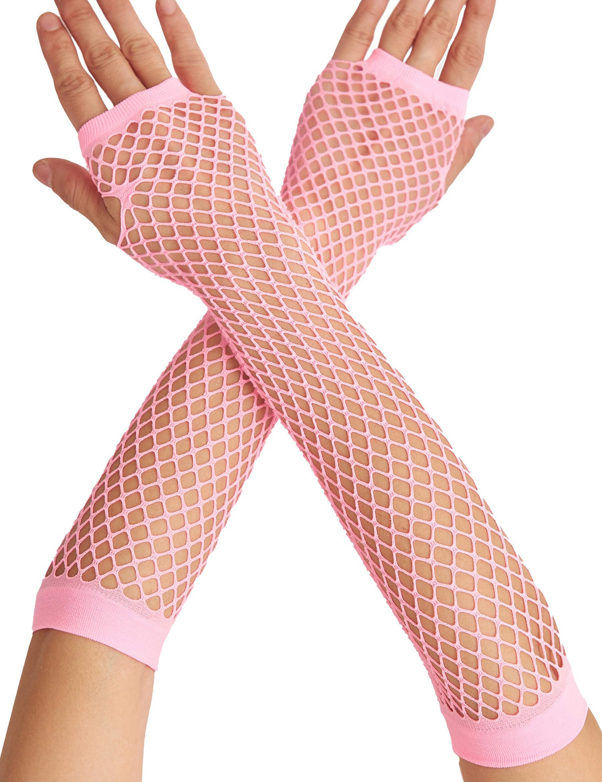 12x Long Elbow Length Fishnet Gloves Fingerless 70s 80s Womens Costume Party