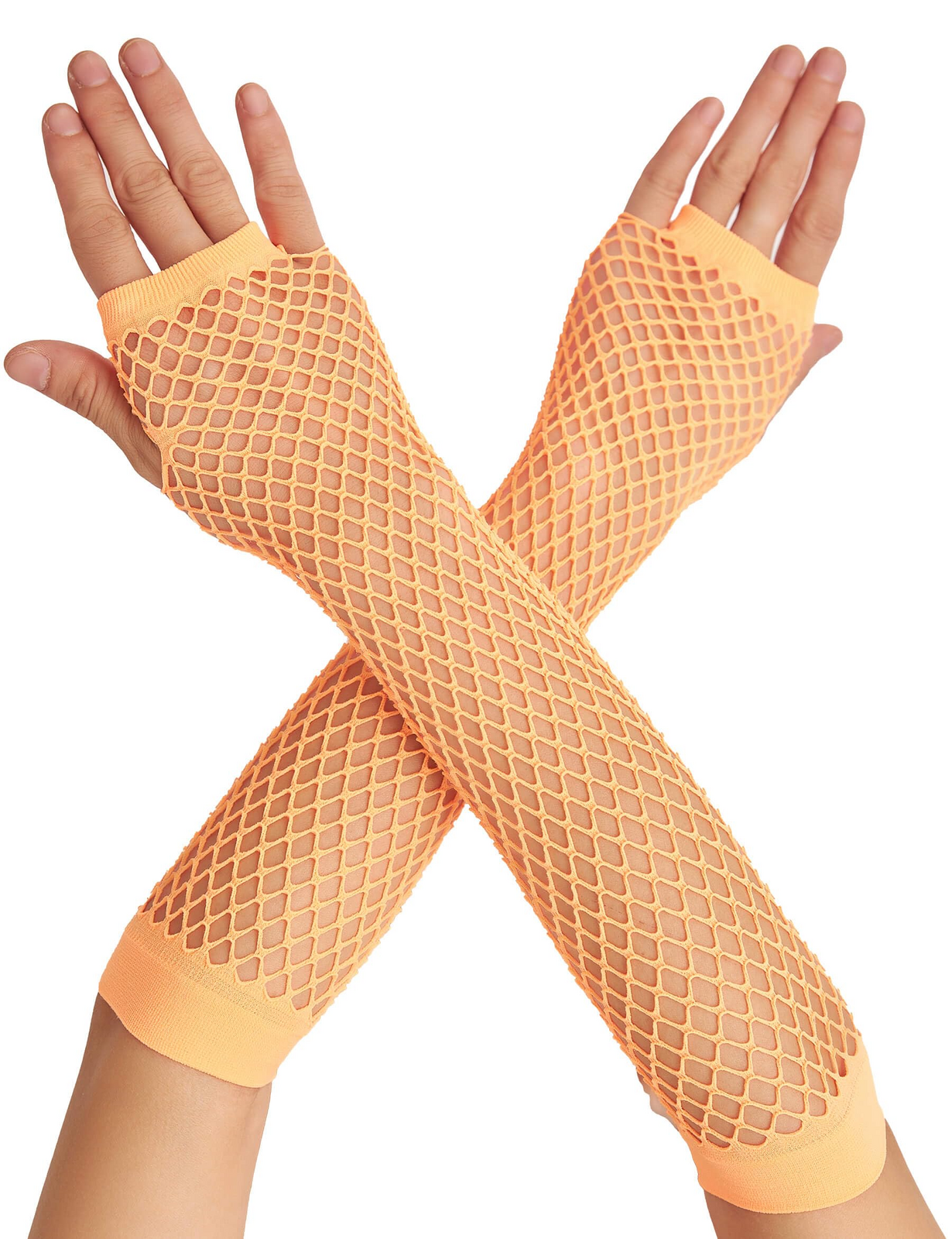 12x Long Elbow Length Fishnet Gloves Fingerless 70s 80s Womens Costume Party