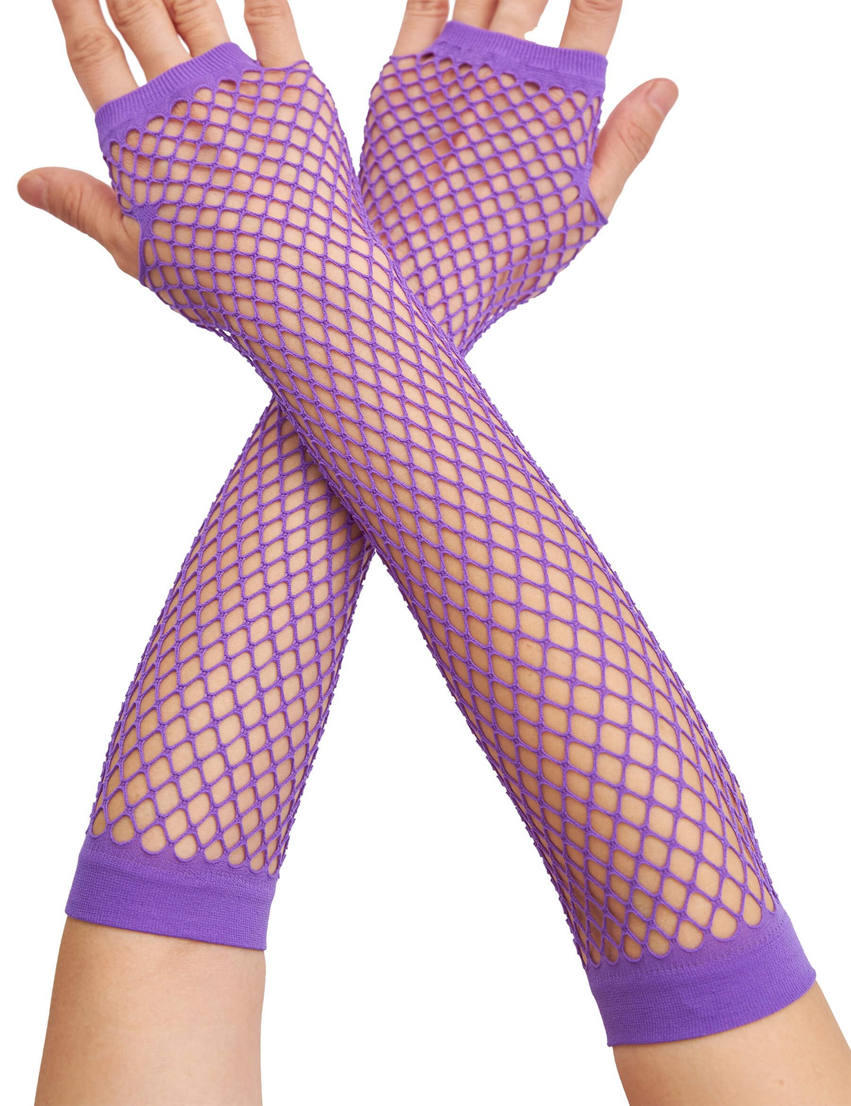 12x Long Elbow Length Fishnet Gloves Fingerless 70s 80s Womens Costume Party
