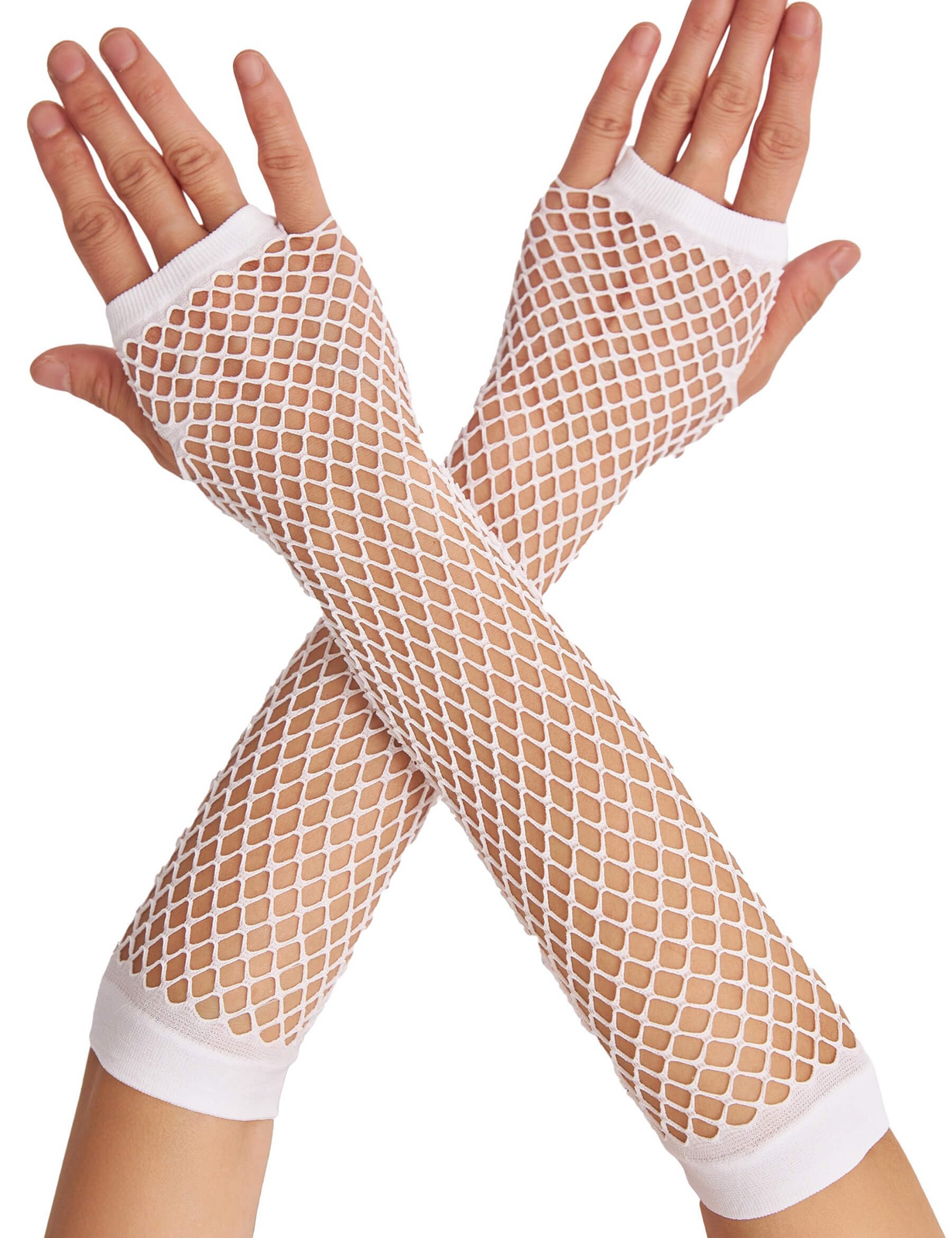 12x Long Elbow Length Fishnet Gloves Fingerless 70s 80s Womens Costume Party