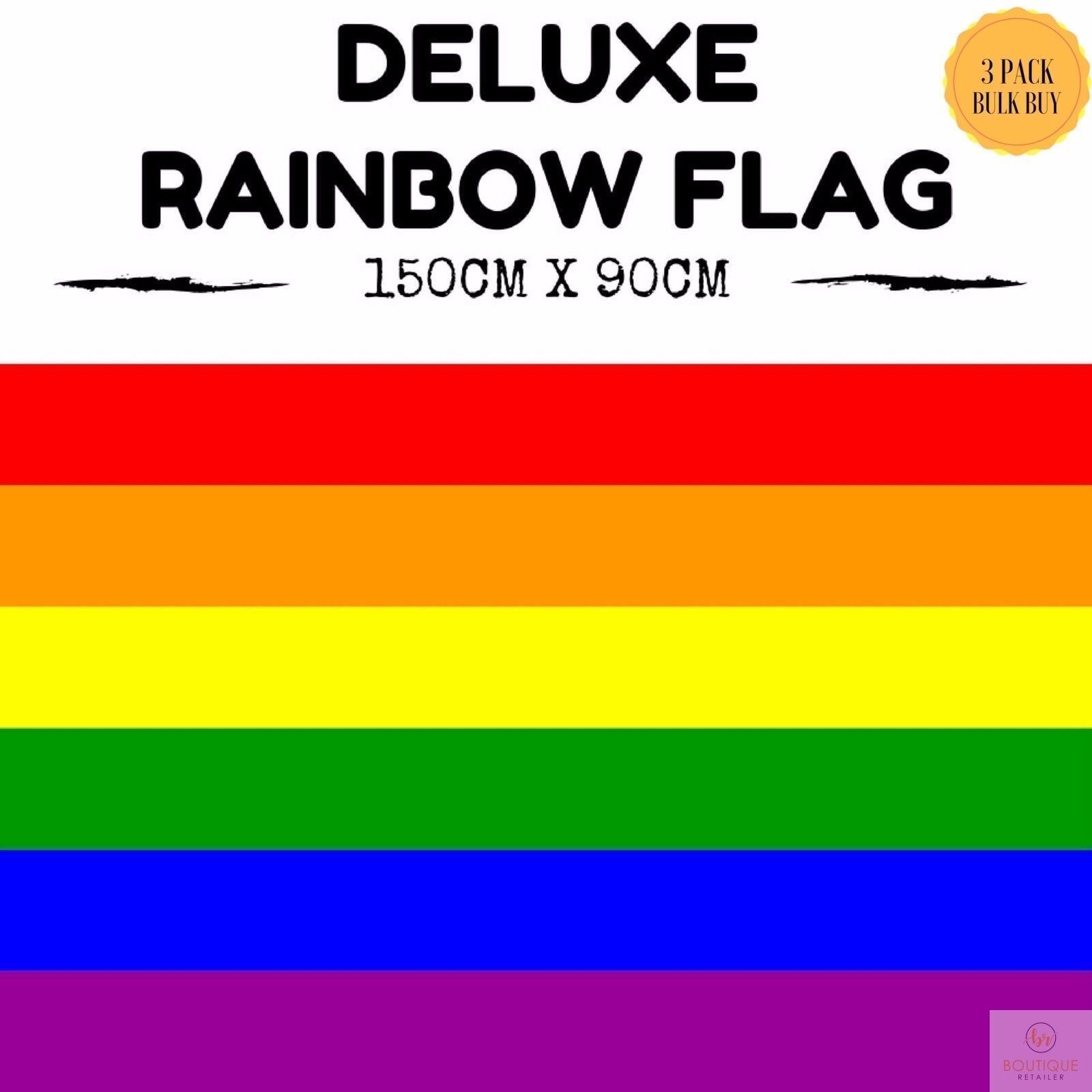 3x DELUXE RAINBOW GAY PRIDE FLAG Banner 150x90cm 3x5ft w Metal Eyelets BULK view 7