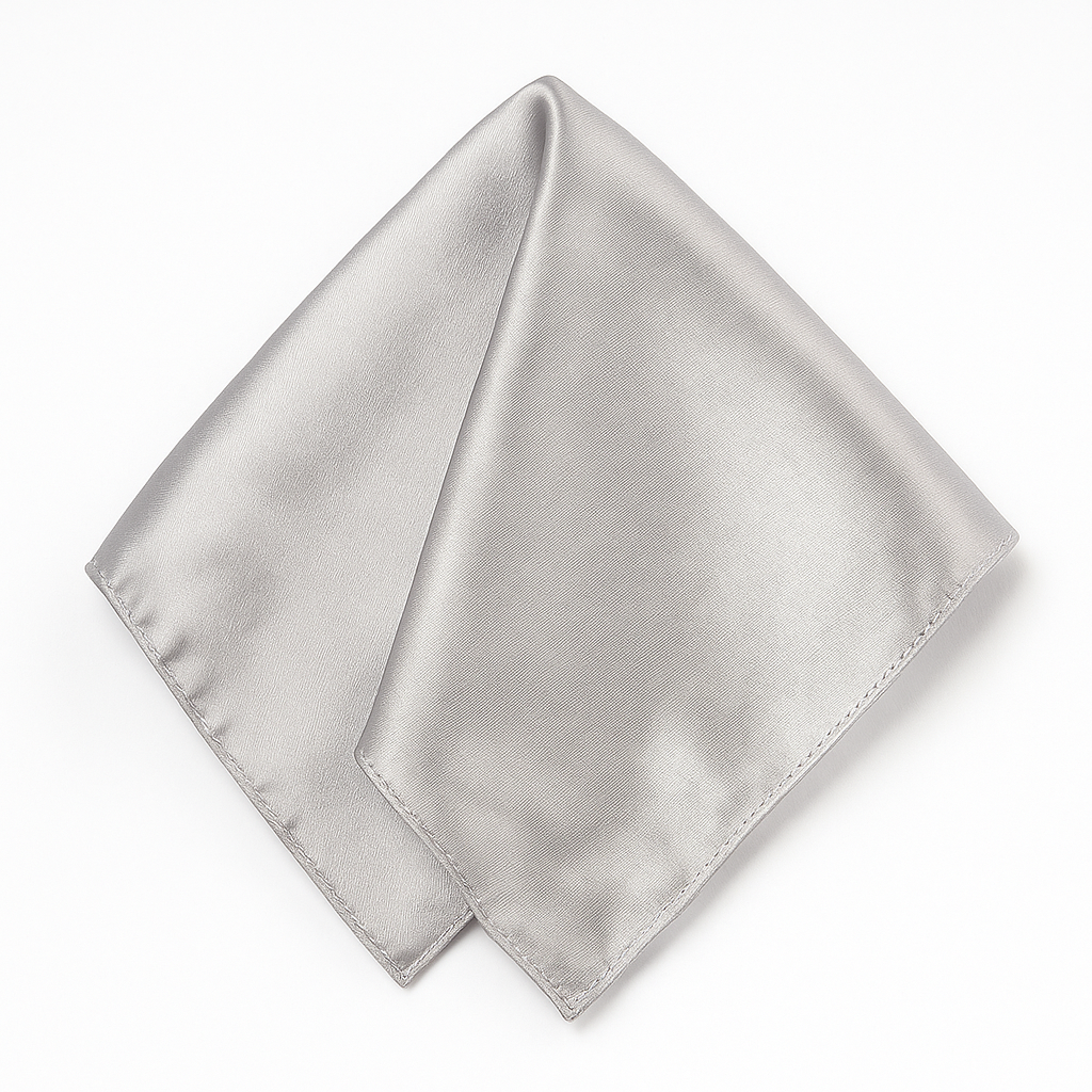 Mens POCKET SQUARE Party Silk Suit Handkerchief Kerchief Hanky Wedding - Silver view 2