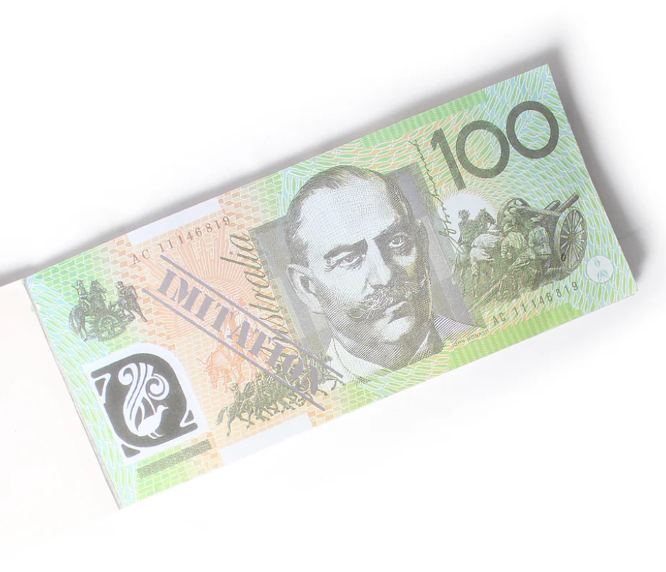 100 Dollar Australian Souvenir Note Pad Fake AUD Money - 1 Pack of 50 Sheets view 5