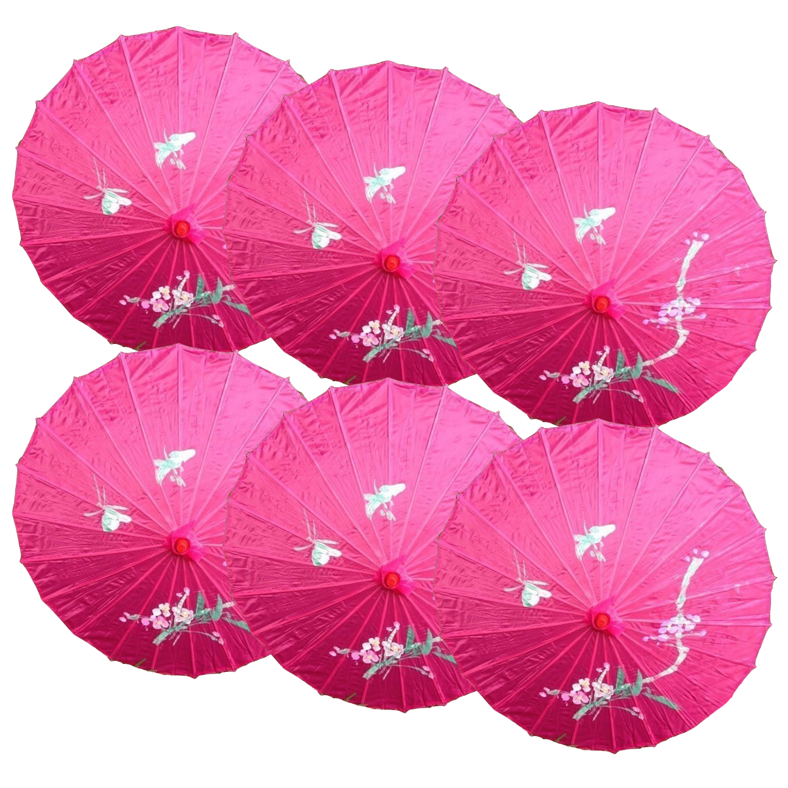 6x PARASOL UMBRELLA Chinese Japanese Bamboo Flower Pattern 80cm Large BULK view 2