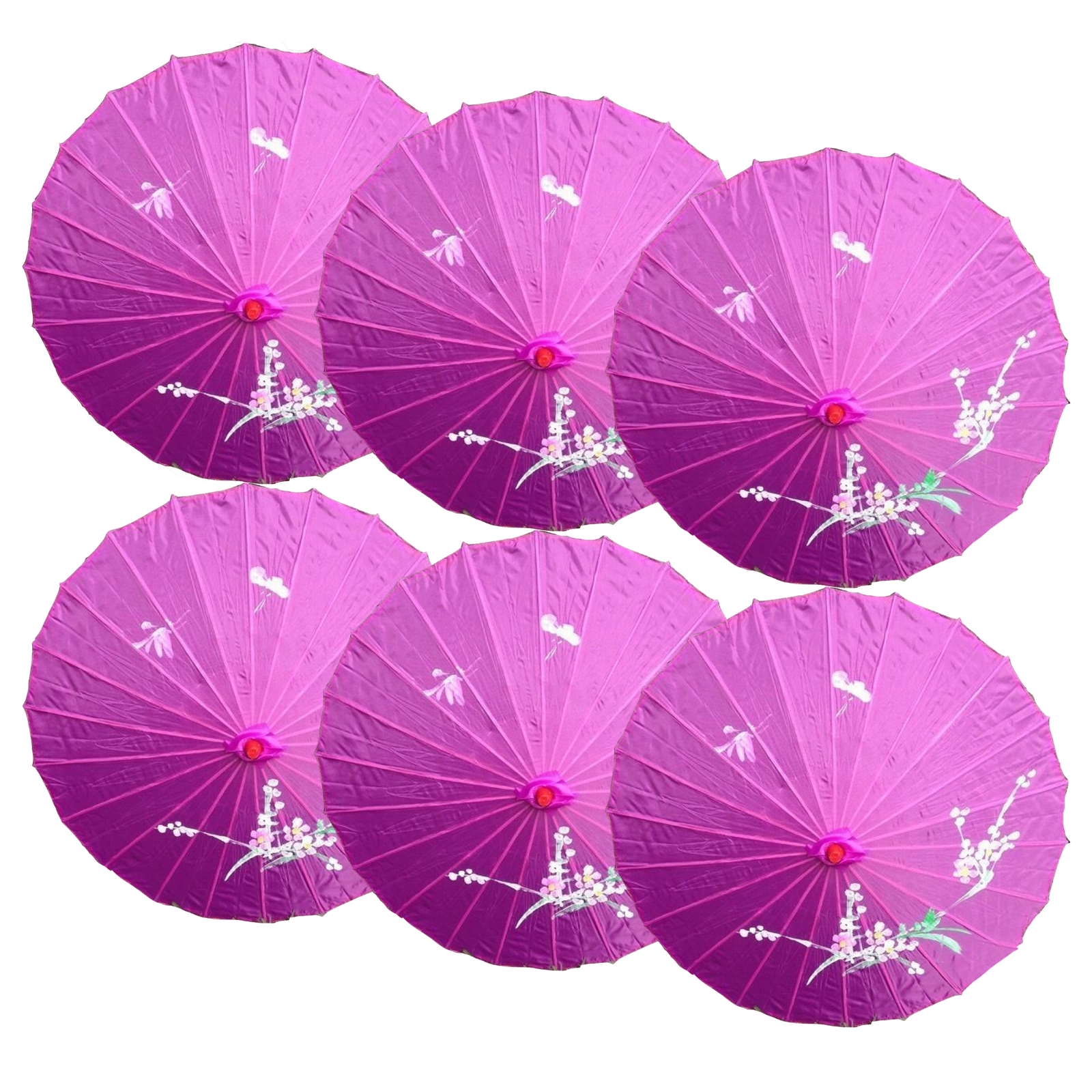 6x PARASOL UMBRELLA Chinese Japanese Bamboo Flower Pattern 80cm Large BULK view 2