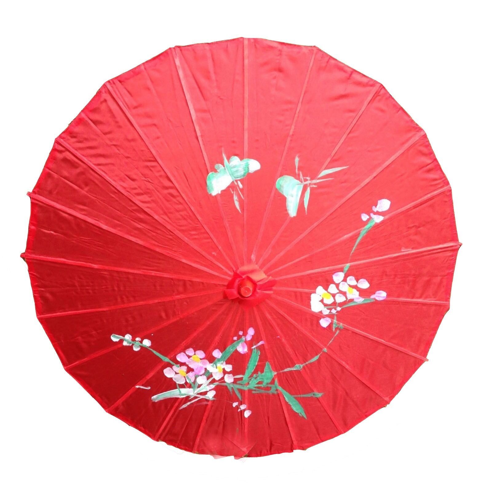 6x PARASOL UMBRELLA Chinese Japanese Bamboo Flower Pattern 80cm Large BULK - Red view 4