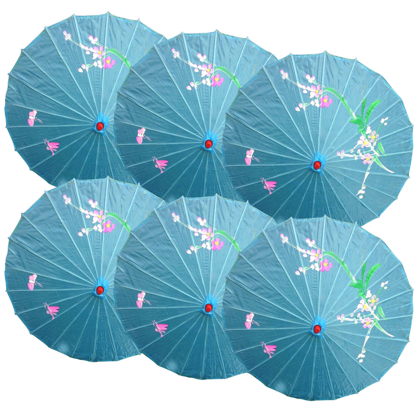 6x PARASOL UMBRELLA Chinese Japanese Bamboo Flower Pattern 80cm Large BULK view 2