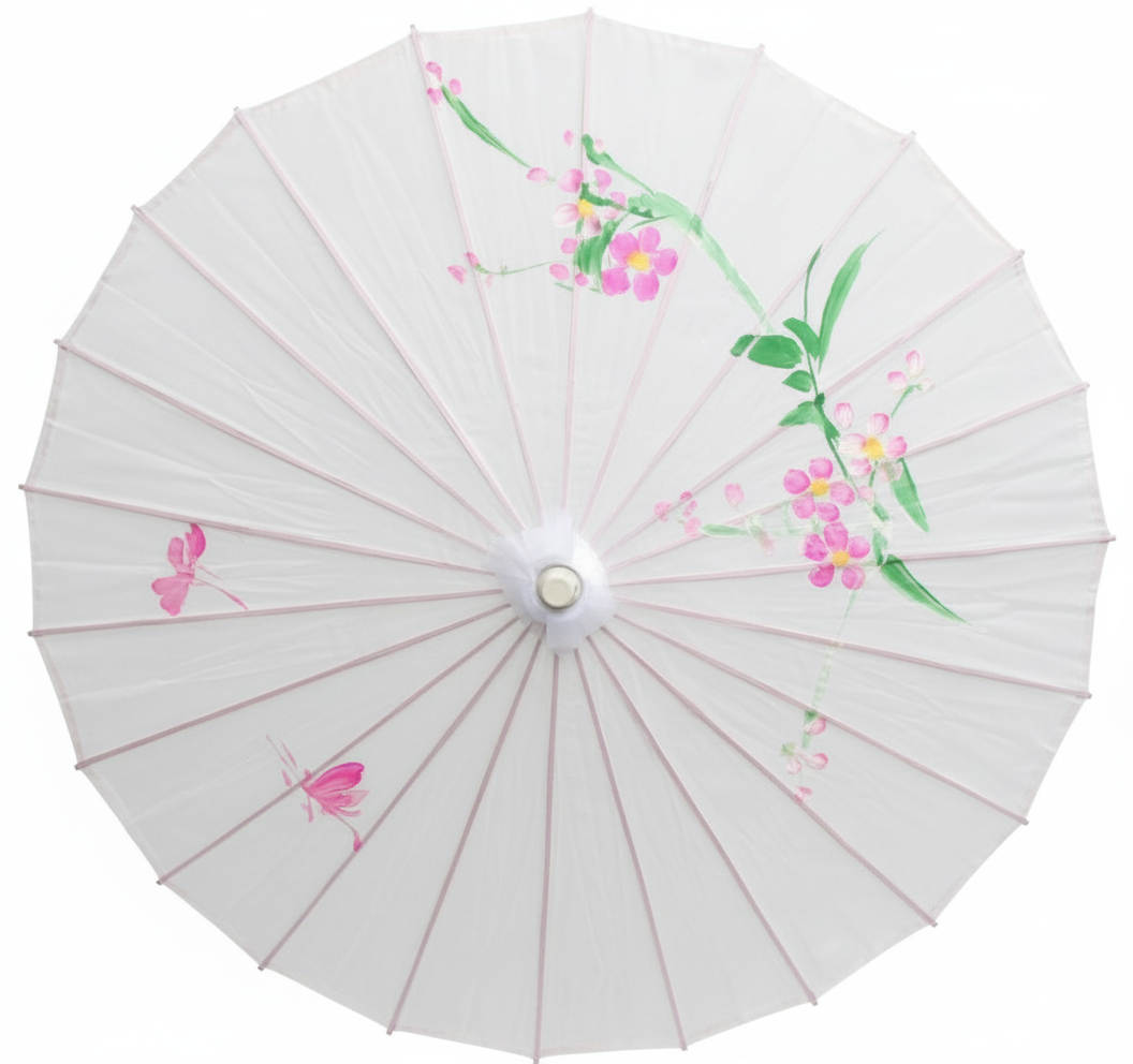 6x PARASOL UMBRELLA Chinese Japanese Bamboo Flower Pattern 80cm Large BULK - White view 4