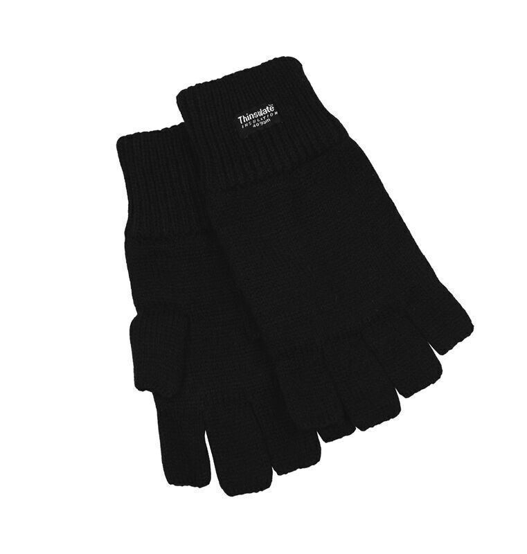 Dents 3M Thinsulate Womens Fingerless Knit Gloves Polar Insulation Thermal - Black