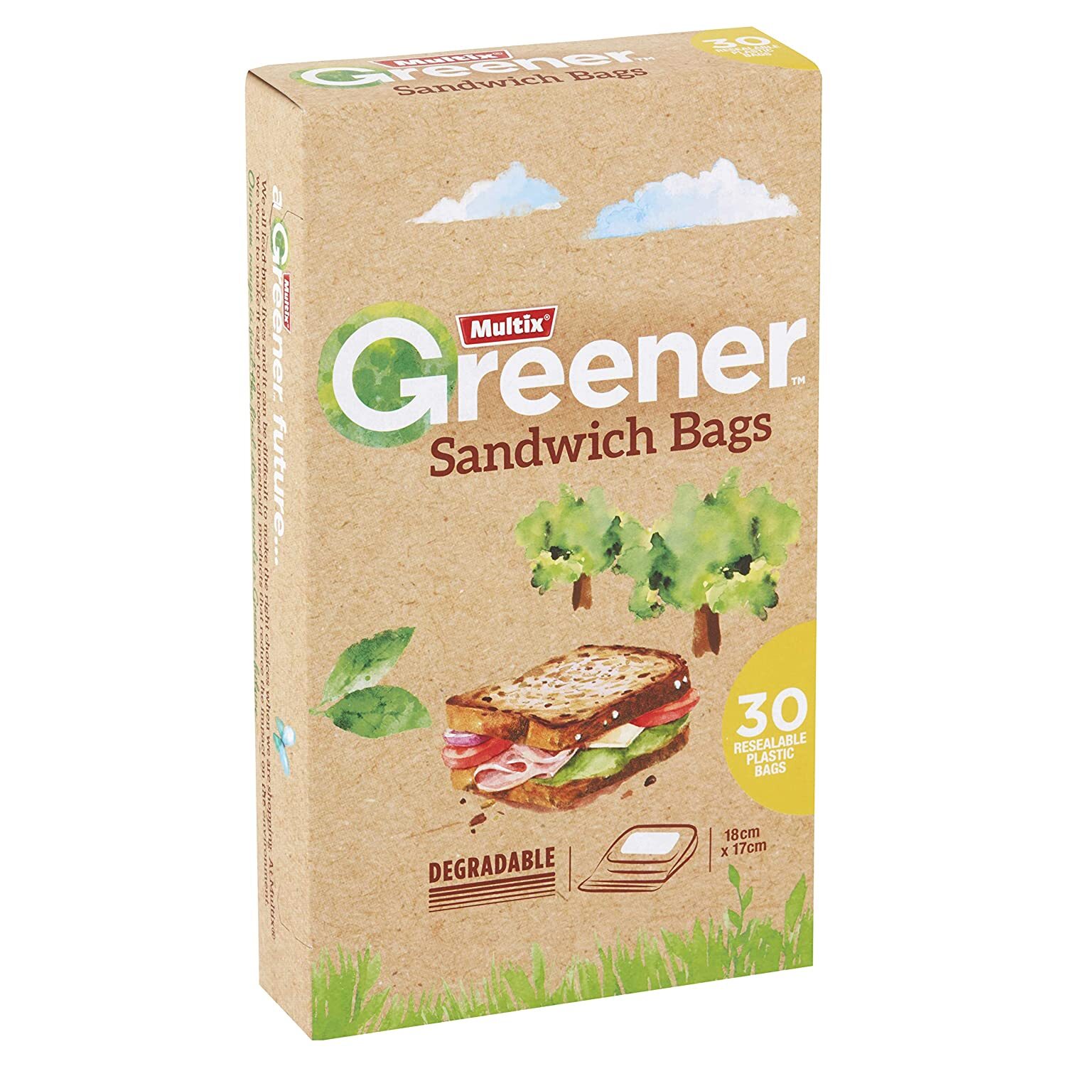 Multix Degradable Sandwich Bags 18cm x 17cm - 1 Pack of 30 view 2