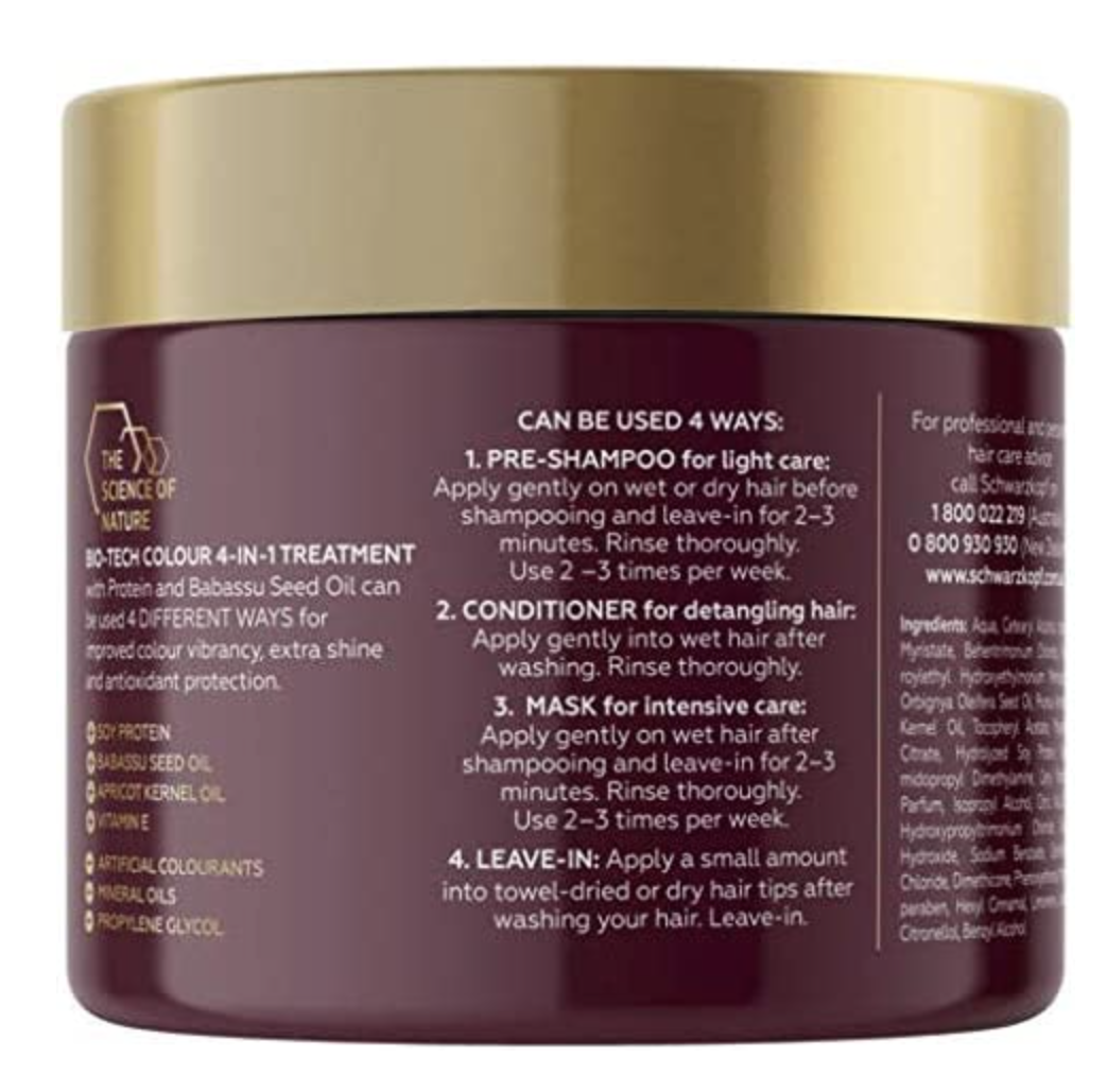 Schwarzkopf Bio-Tech 4-in-1 Colour Treatment Protein Babassu Seed Oil 250ml view 5
