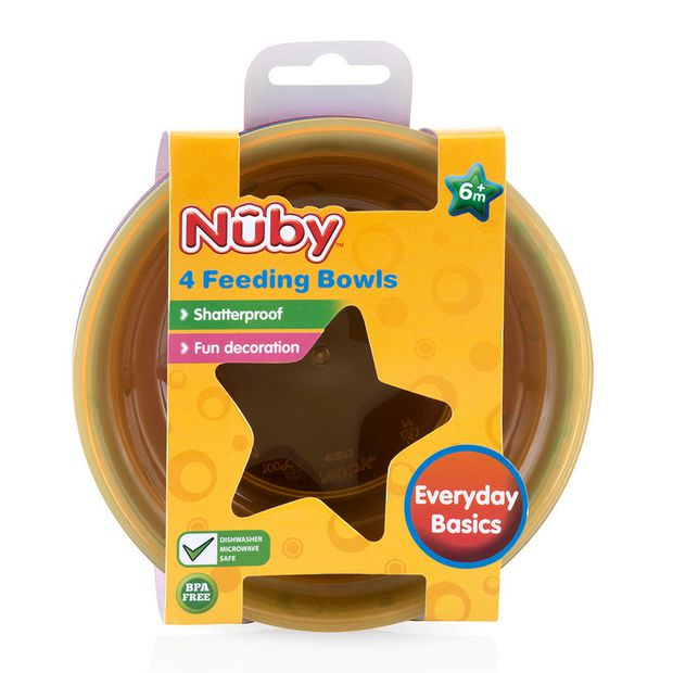 Nuby Value Feeding Bowls Multicolor (Pack of 4) - 6 Months + view 3
