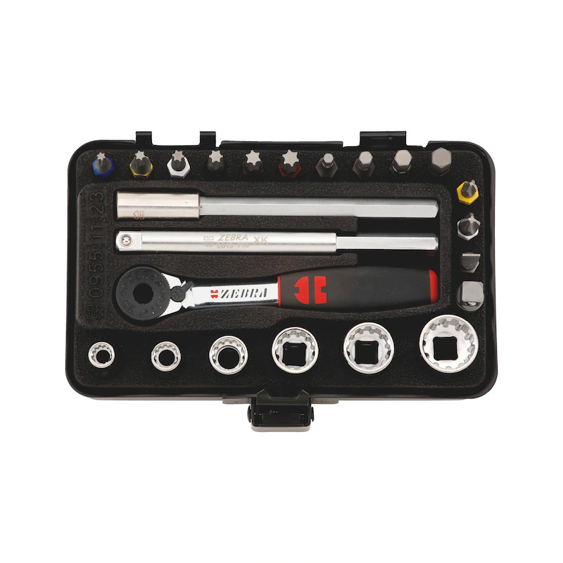 23pcs 1/4" Socket Wrench Assortment Set Ratchet in Metal Box — image 1