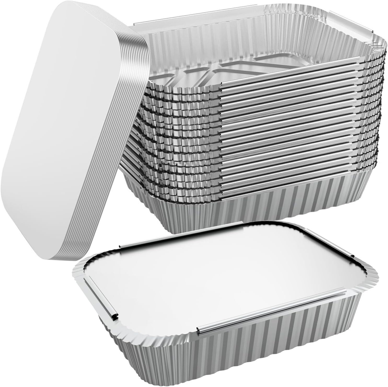 96x Aluminium Disposable Foil Food Container Trays Pans w/ Lids Covers Bulk