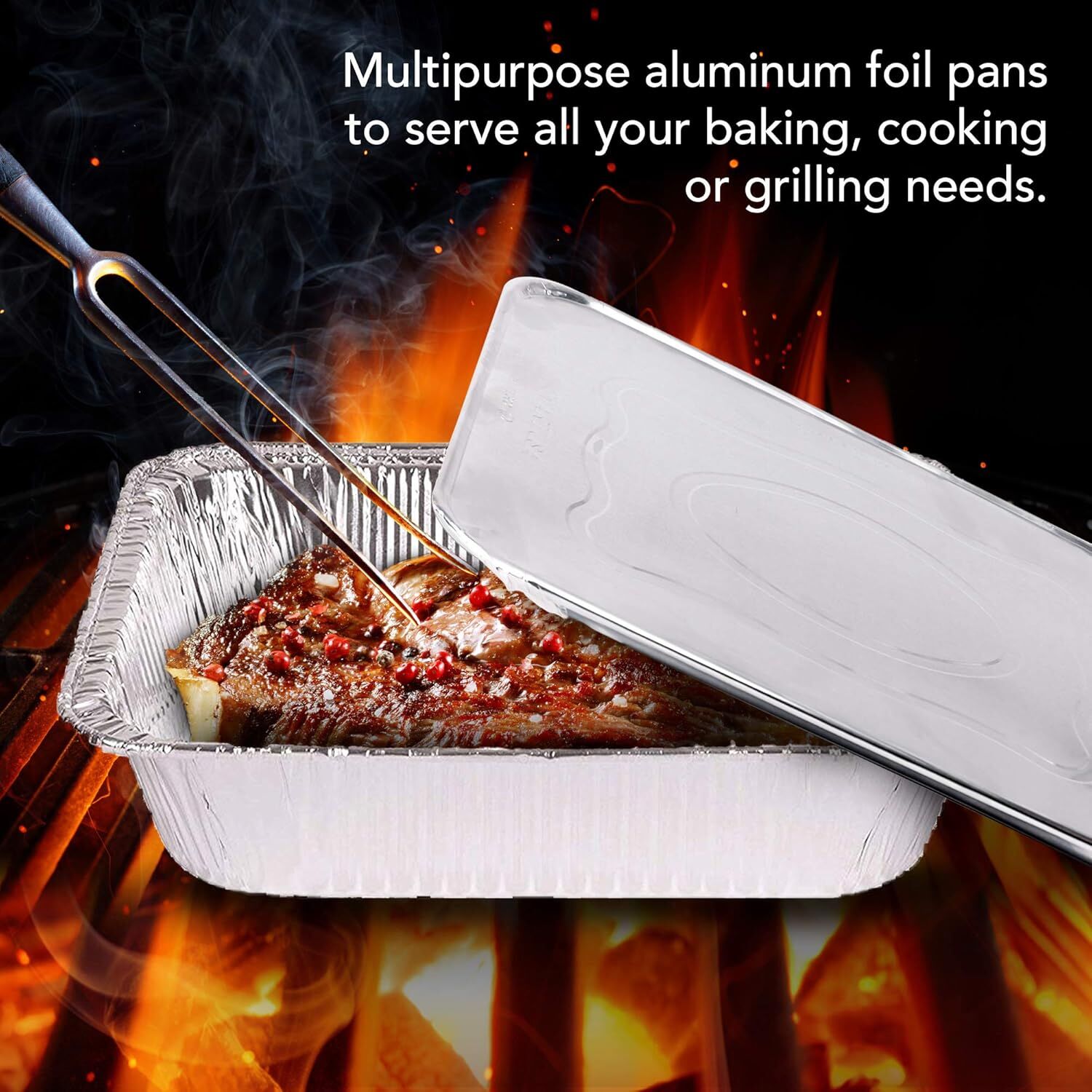 96x Aluminium Disposable Foil Food Container Trays Pans w/ Lids Covers Bulk view 5