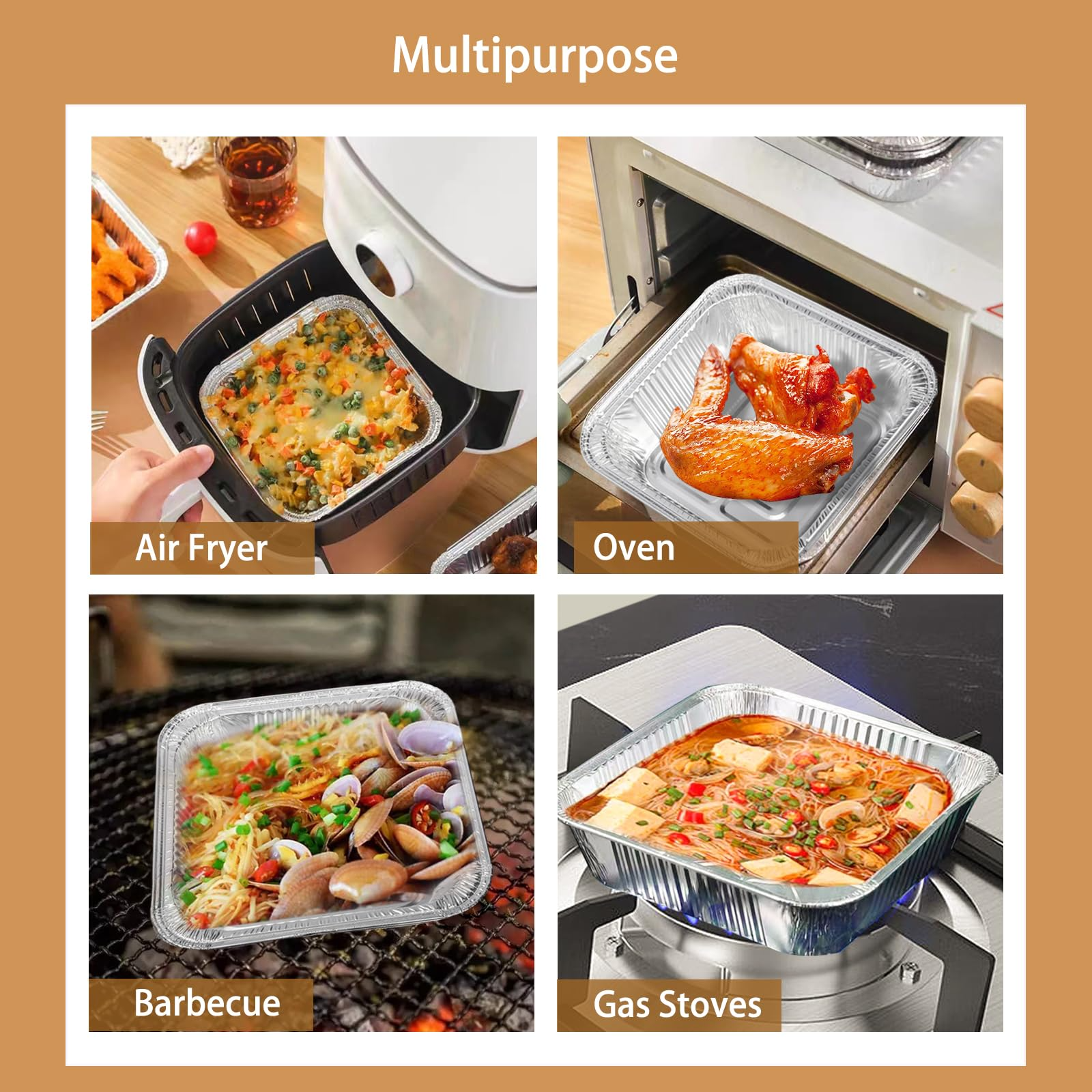 48x Deep Foil Aluminium Disposable Food Container Trays Pans Baking Roast Bulk view 7