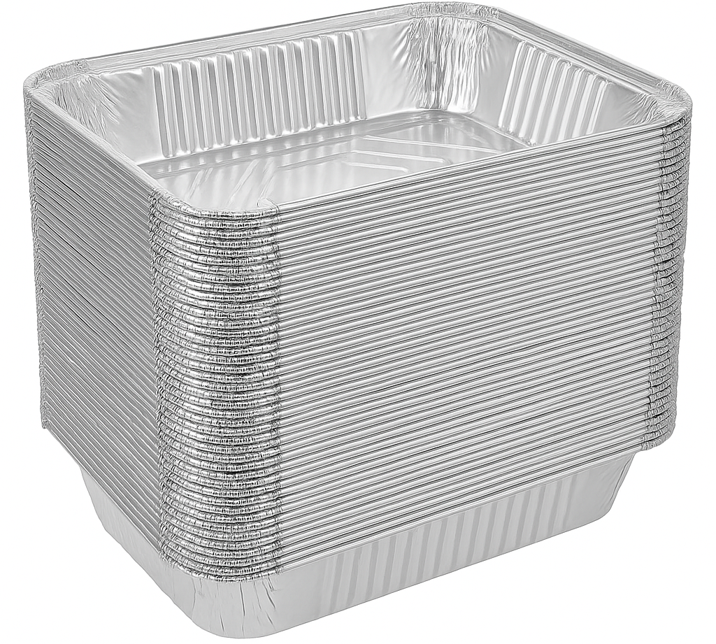 48x Aluminium Disposable Foil Food Container Trays Pans Baking Roast Bulk