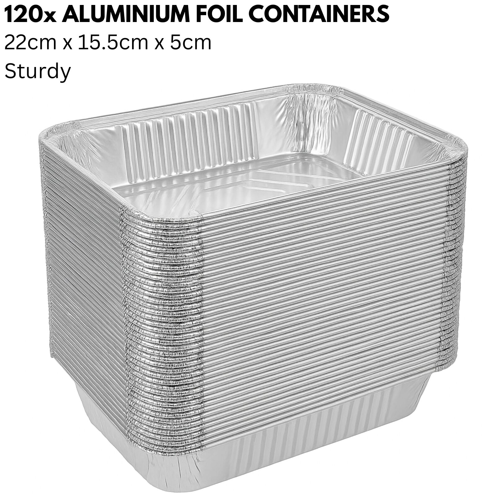 48x Aluminium Disposable Foil Food Container Trays Pans Baking Roast Bulk view 2