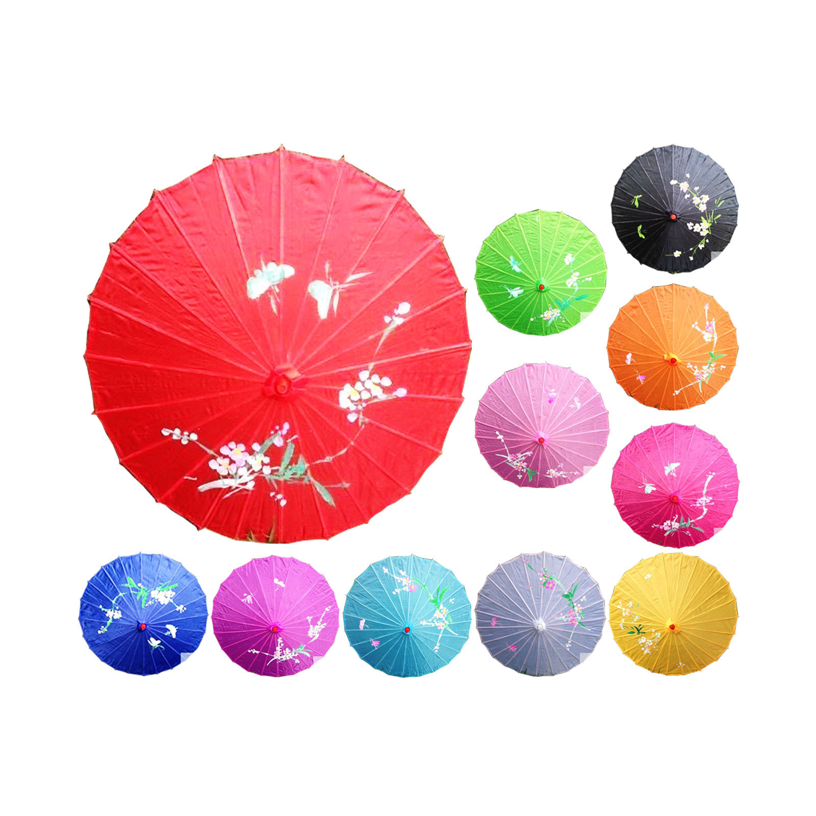 12x PARASOL UMBRELLA Chinese Japanese Bamboo Flower Pattern 80cm Large BULK view 2