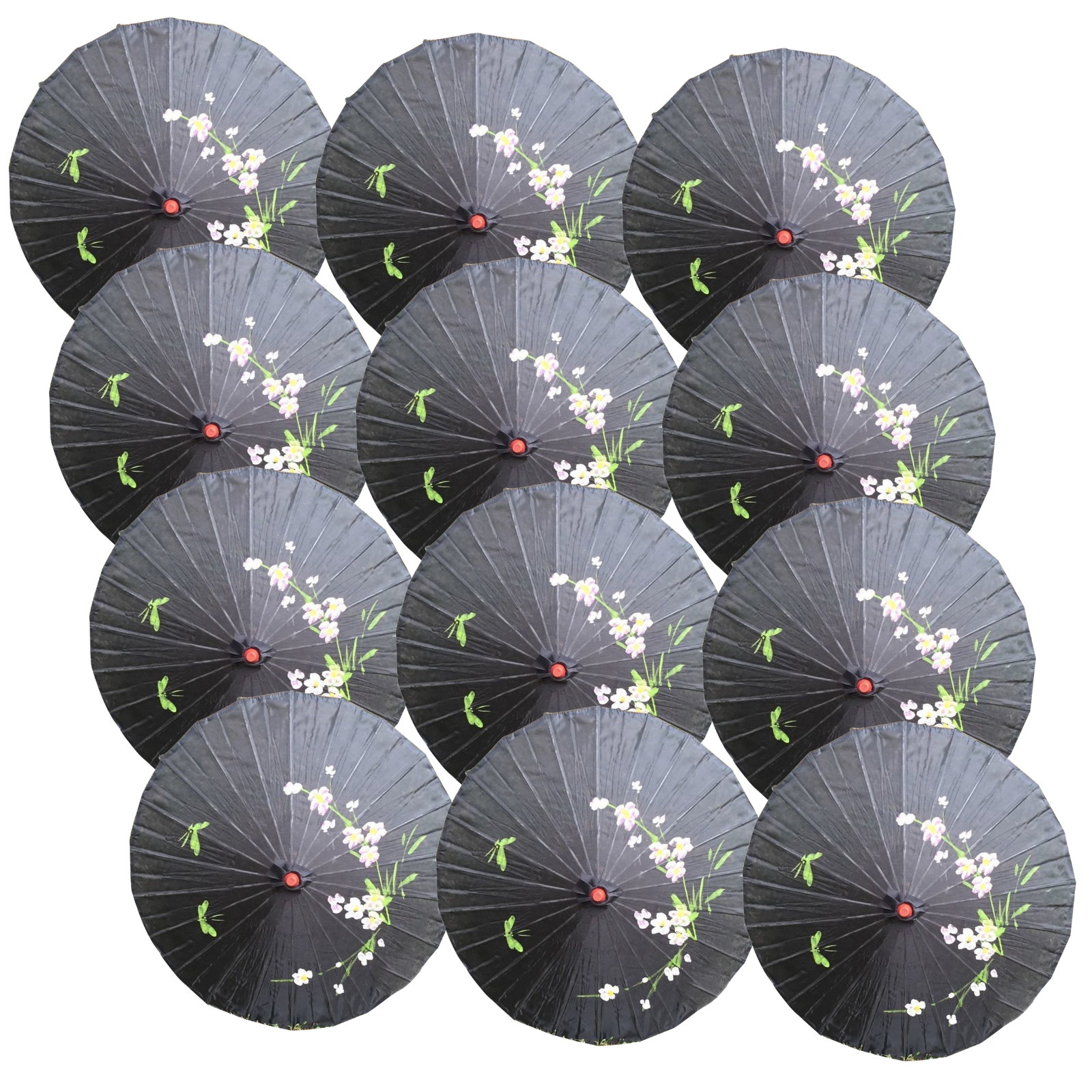12x PARASOL UMBRELLA Chinese Japanese Bamboo Flower Pattern 80cm Large BULK