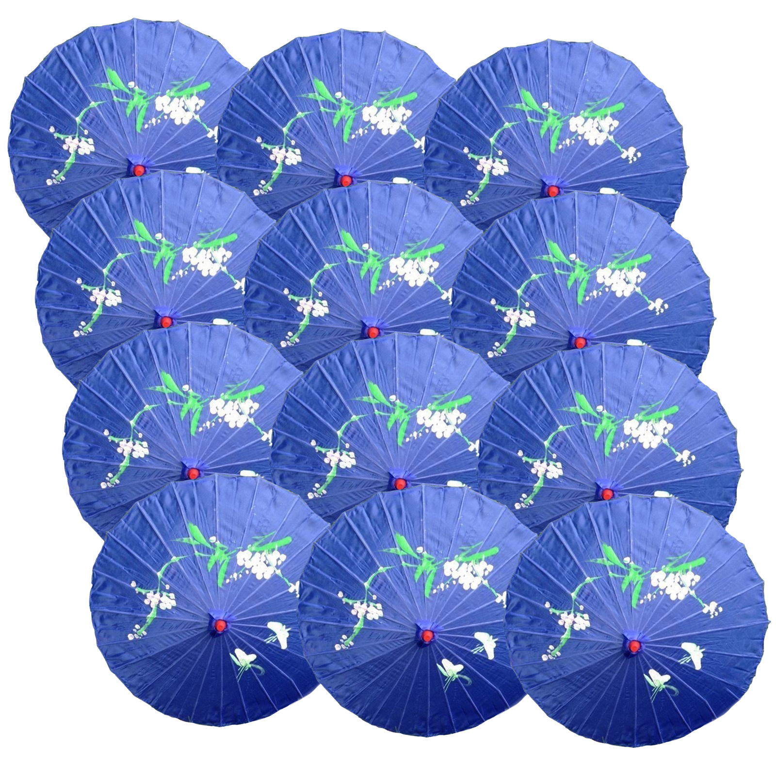 12x PARASOL UMBRELLA Chinese Japanese Bamboo Flower Pattern 80cm Large BULK - Blue view 2
