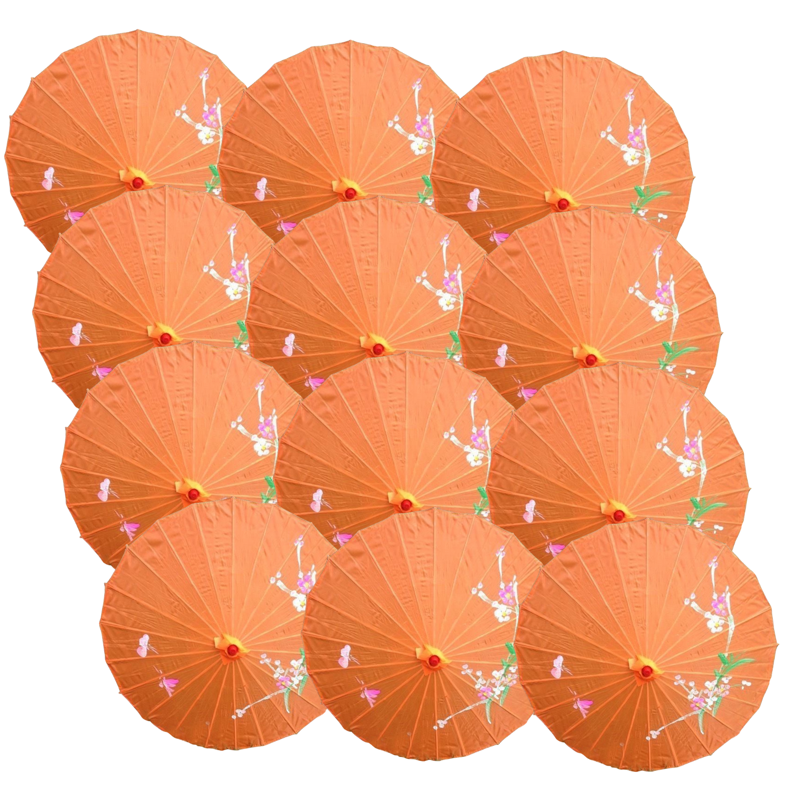 12x PARASOL UMBRELLA Chinese Japanese Bamboo Flower Pattern 80cm Large BULK