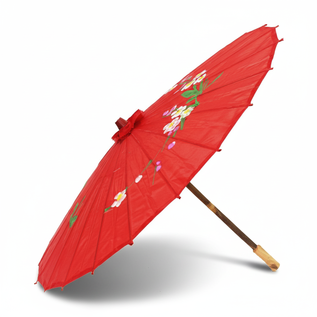 12x PARASOL UMBRELLA Chinese Japanese Bamboo Flower Pattern 80cm Large BULK - Red view 3