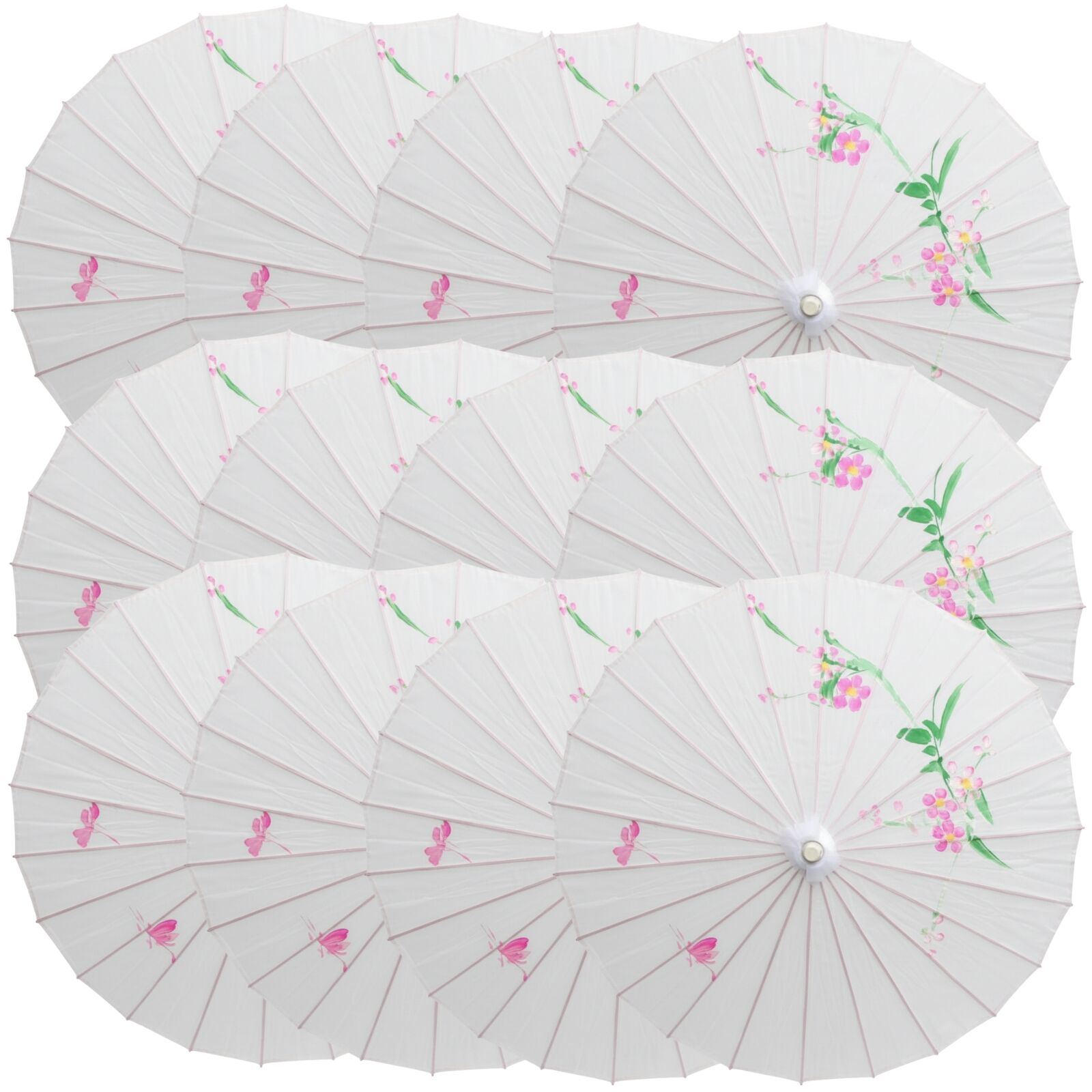 12x PARASOL UMBRELLA Chinese Japanese Bamboo Flower Pattern 80cm Large BULK