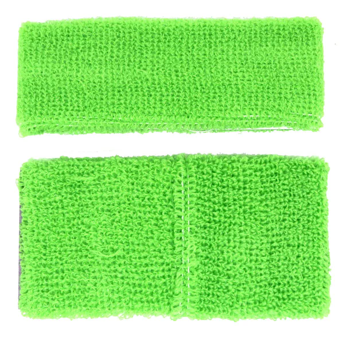 WRISTBAND & HEADBAND SET Tennis Terry Towelling Cotton Sweat Band - Fluro view 3
