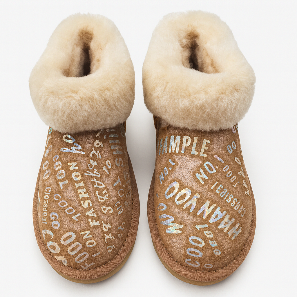 Womens Australian Sheepskin Wool Fur Mini UGG Ankle Boots in Metallic Chestnut view 4