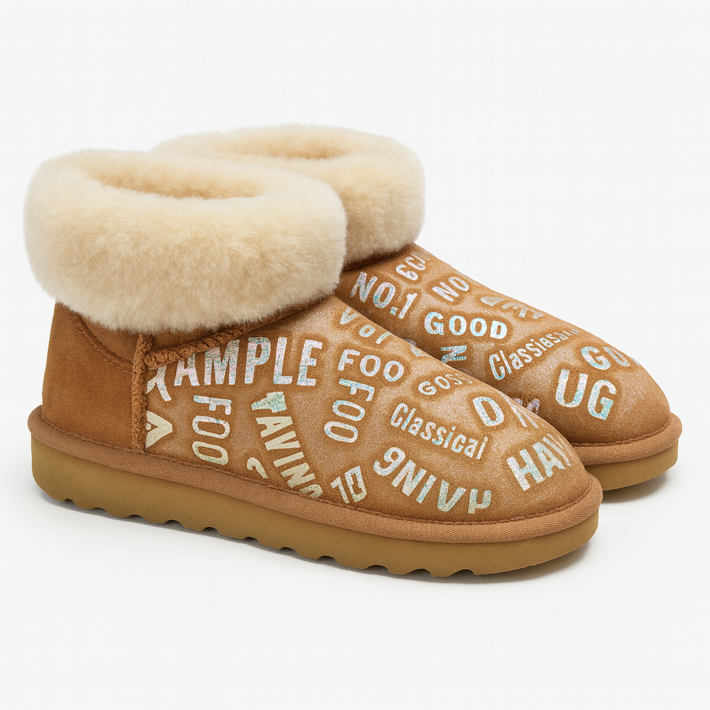 Womens Australian Sheepskin Wool Fur Mini UGG Ankle Boots in Metallic Chestnut view 2