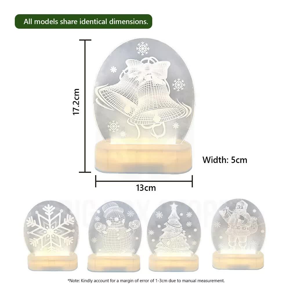 CarolCraft Christmas LED Acrylic USB Lamp Set of 5 Decoration Ornament Xmas Gift view 4