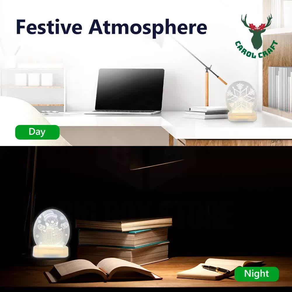 CarolCraft Christmas LED Acrylic USB Lamp Set of 5 Decoration Ornament Xmas Gift view 8
