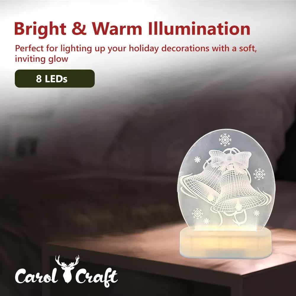 CarolCraft Christmas LED Acrylic USB Lamp Set of 5 Decoration Ornament Xmas Gift view 9