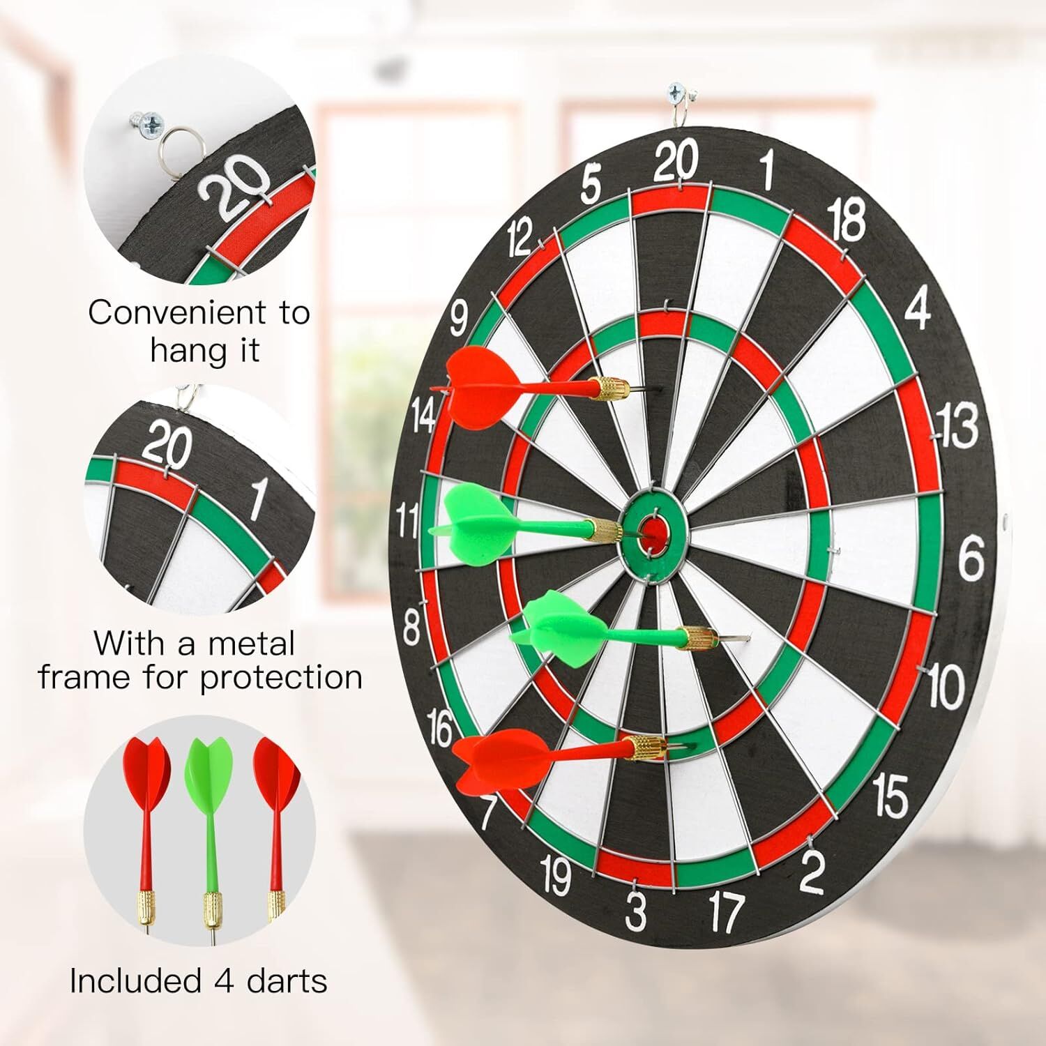 12" Dartboard Dart Board with Steel Darts Professional Competition Party Game view 5