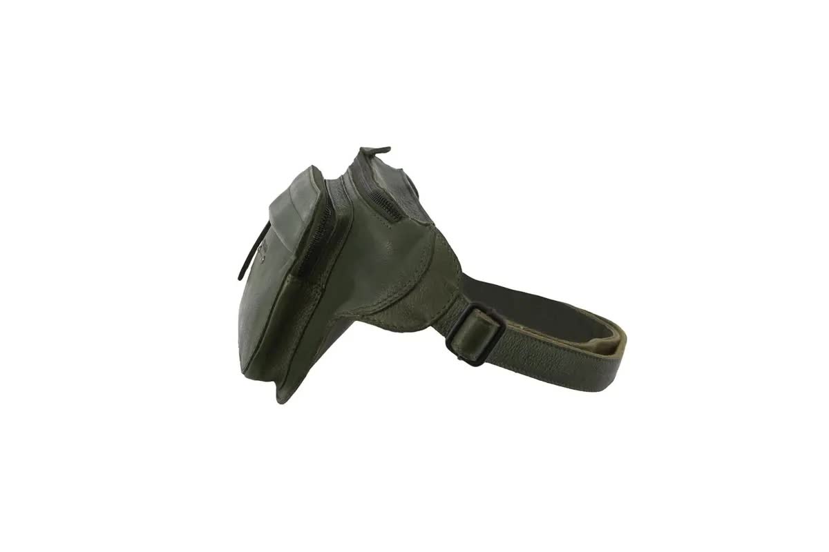 Pierre Cardin Mens Bum Bag Waist Pack Leather Travel Money Phone - Dark Green view 3