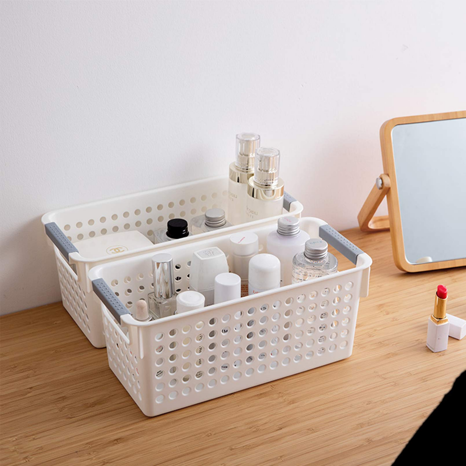 16x Premium Plastic Storage Baskets Bulk w/ Grip Handles 39.5*20.5*19.5cm view 3