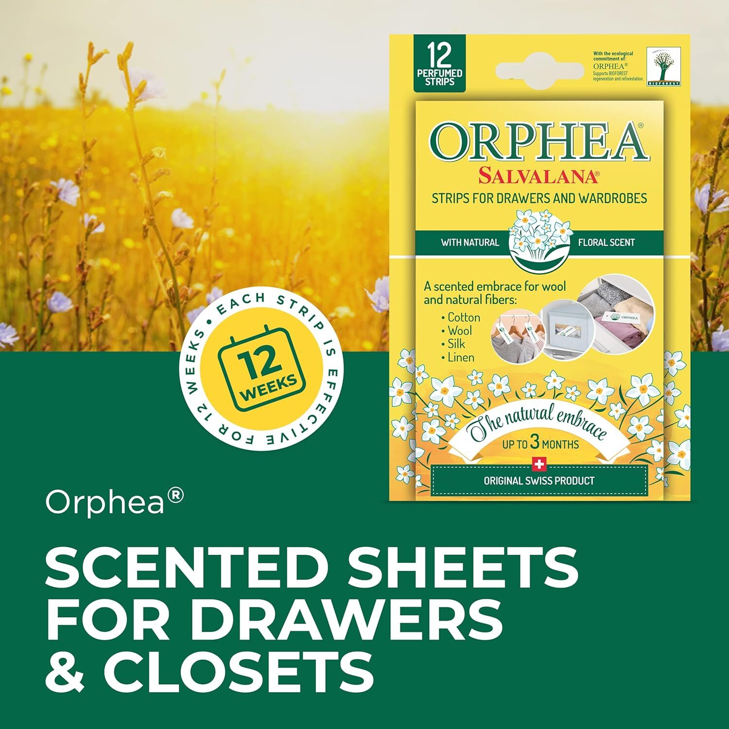 Orphea 12pcs Clothes Protector Natural Flower Floral Scented Strips for view 4