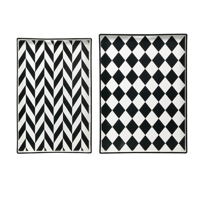 Set 2 Patterned Rectangular Trays 48cm view 2