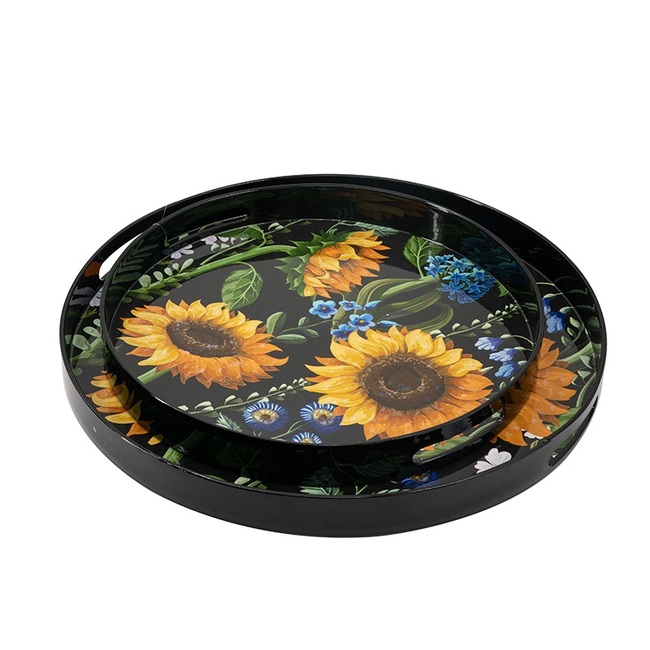 Set 2 Sunflower Decorative Round Trays 45cm view 2
